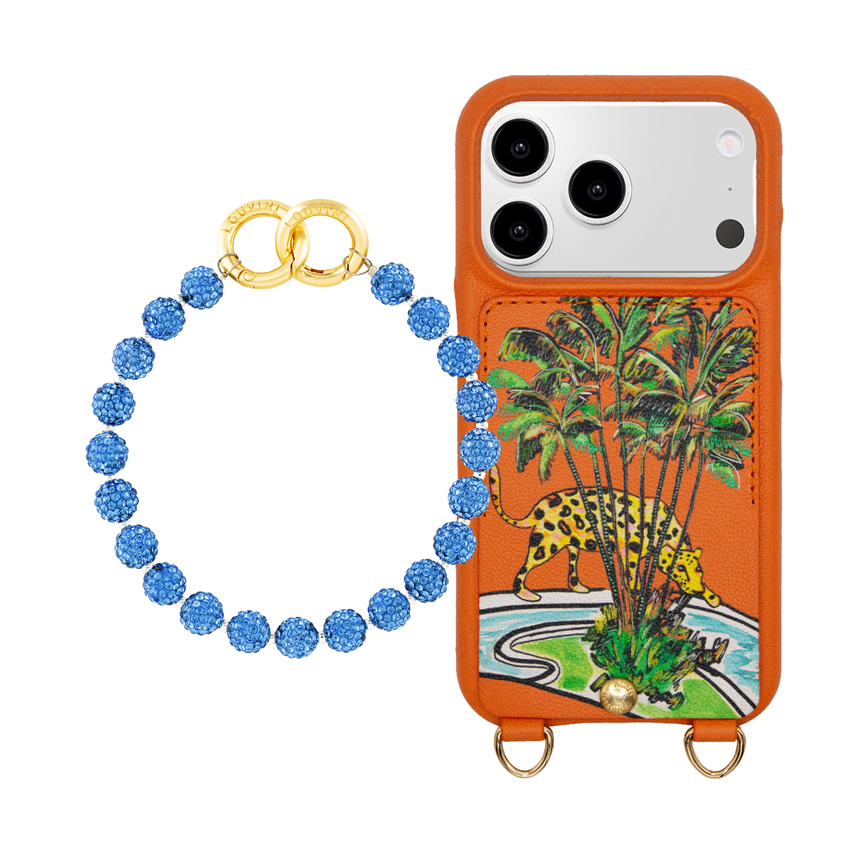 Coque iPhone LOU x FILIPE JARDIM Orange & Bracelet PETIT DAISY Bleu