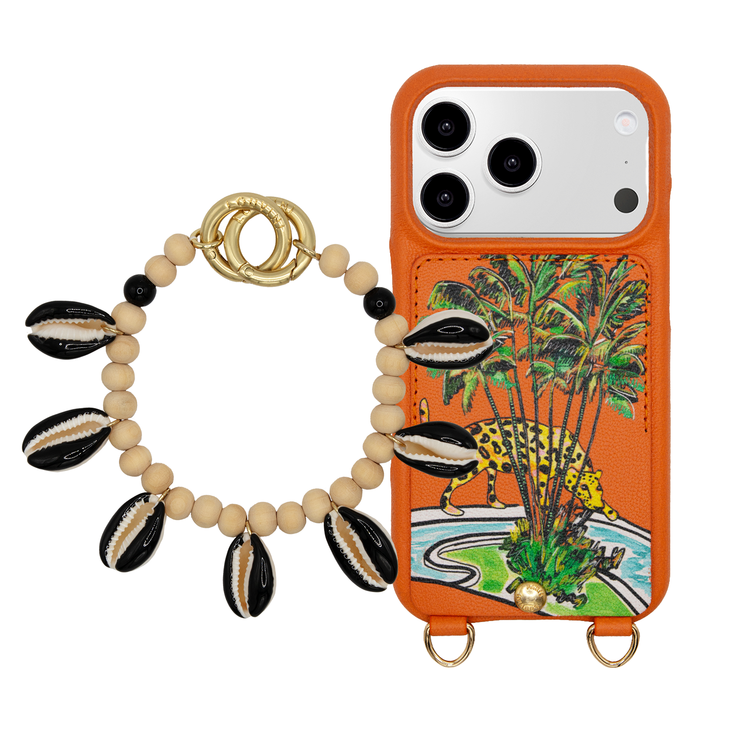 Coque iPhone LOU x FILIPE JARDIM Orange & Bracelet PETIT MOANA Noir