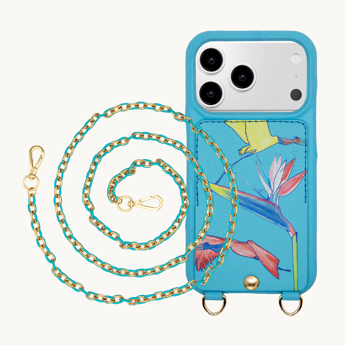 Coque iPhone LOU x FILIPE JARDIM Turquoise & Chaîne MIA Turquoise