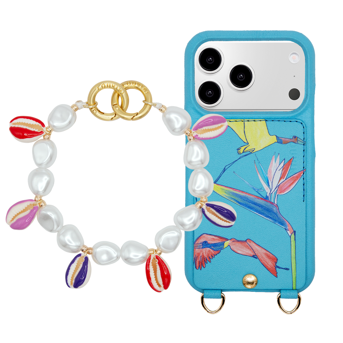 Coque iPhone LOU x FILIPE JARDIM Turquoise & Bracelet PETIT GAIA Sunset