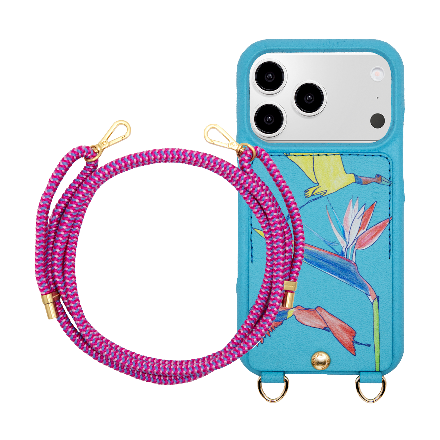 Coque iPhone LOU x FILIPE JARDIM Turquoise & Cordon TESSA Fuchsia-Violet