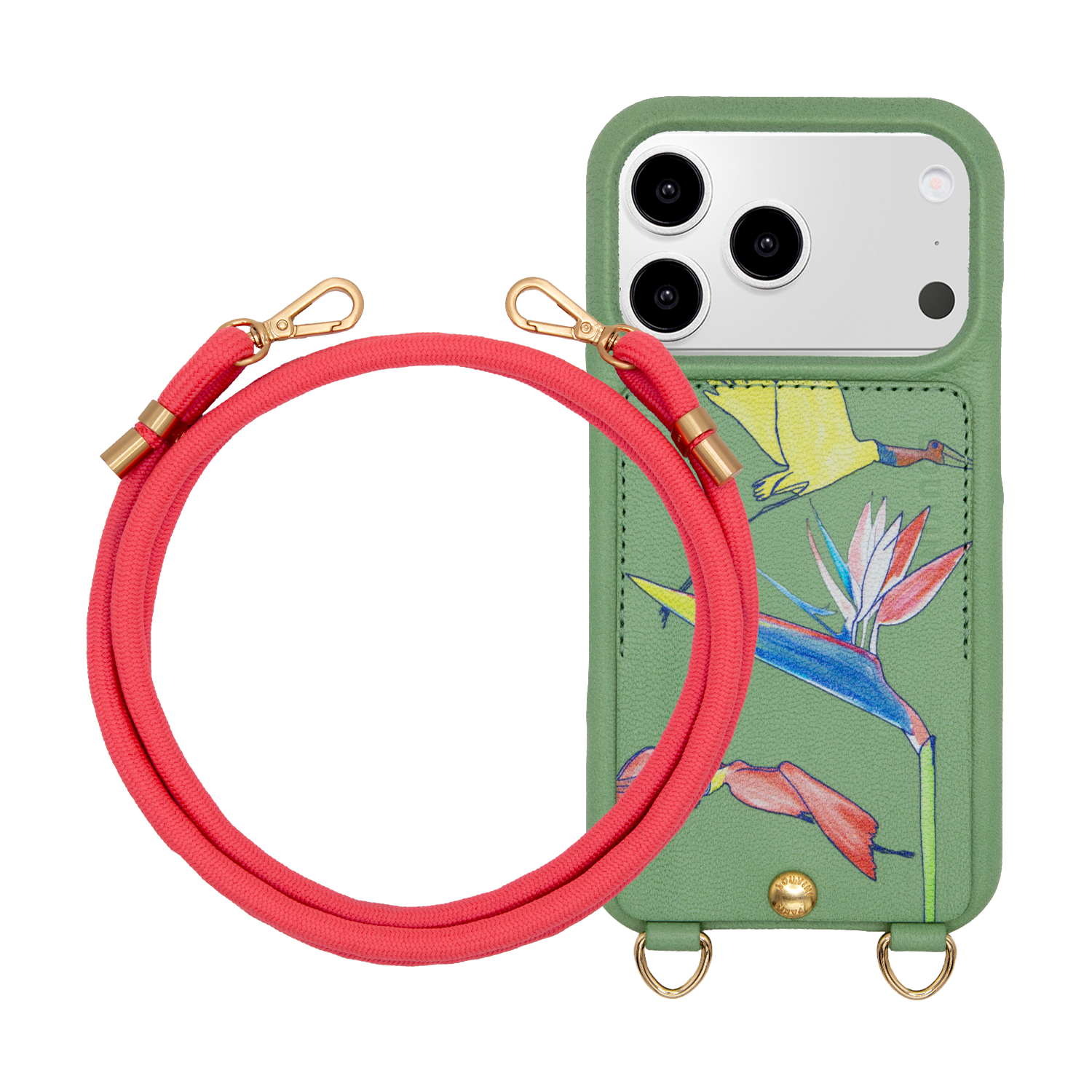 Coque iPhone LOU x FILIPE JARDIM Vert-Clair & Cordon TESSA POP Rose