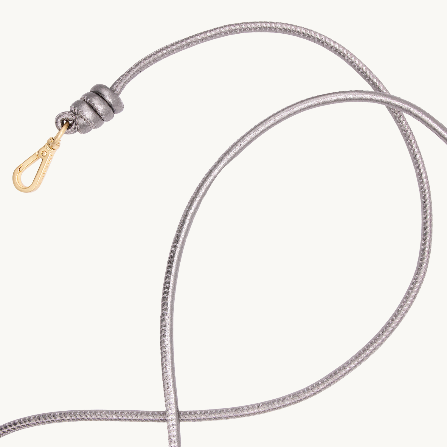 Cordon de telephone bandouliere en cuir anthracite metallisé