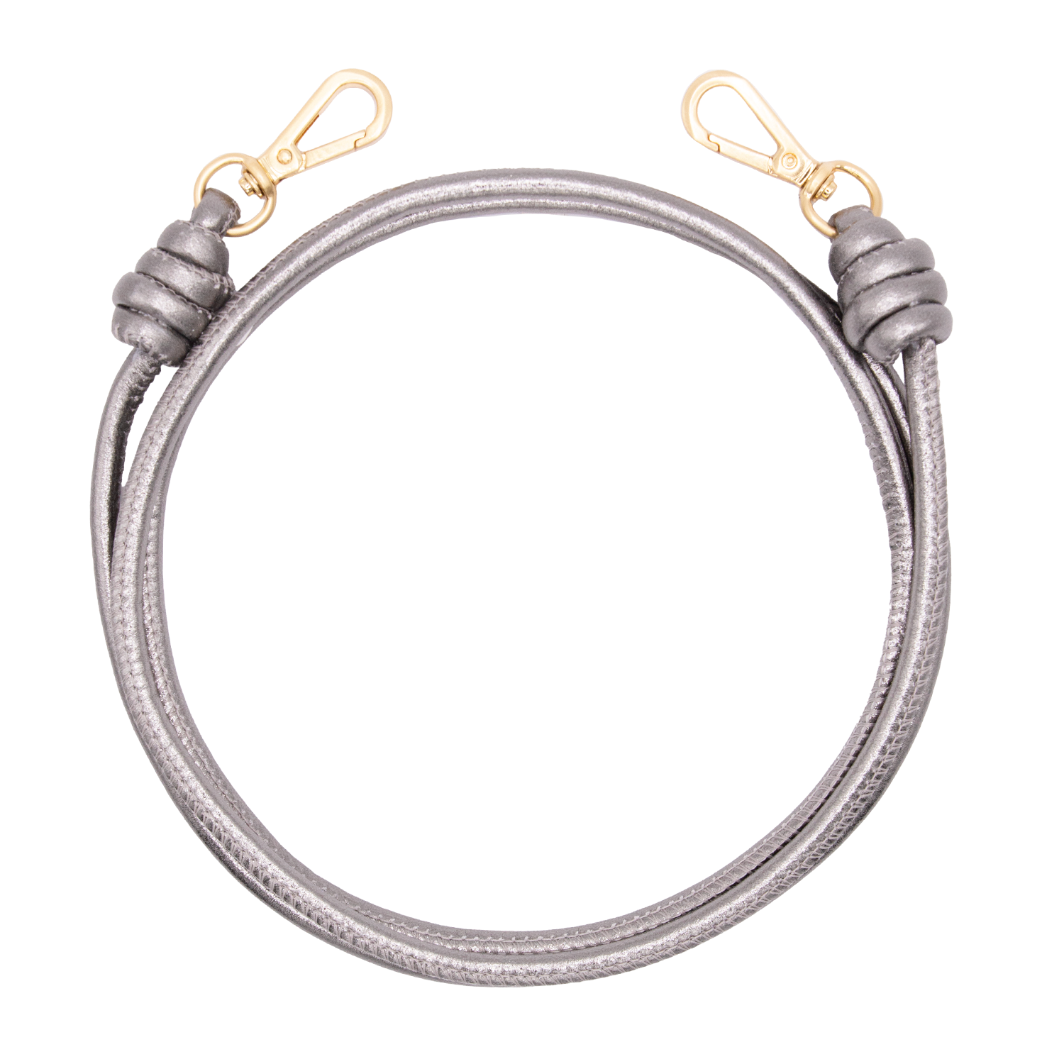 Cordon de telephone bandouliere en cuir anthracite metallisé