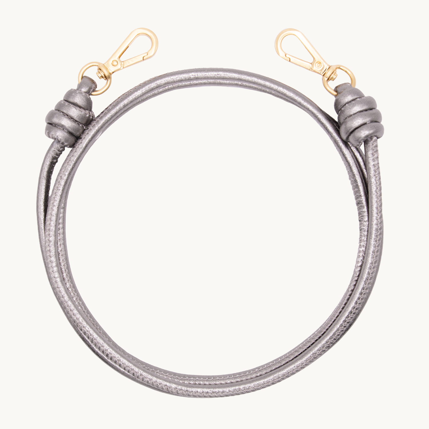 Cordon de telephone bandouliere en cuir anthracite metallisé