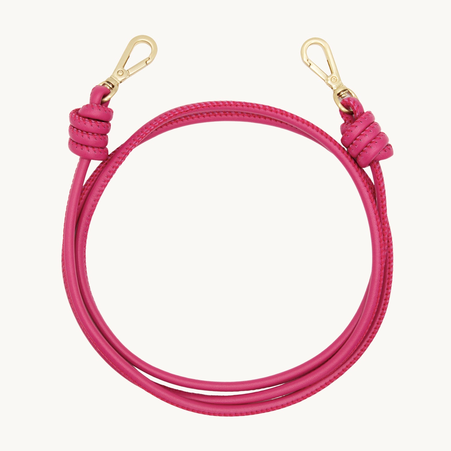 Cordon de telephone bandouliere en cuir fuchsia