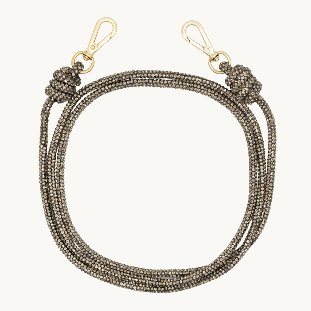 Cordon de telephone bandouliere a strass anthracite