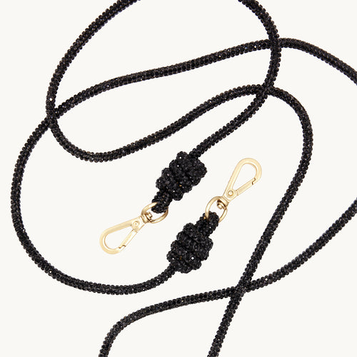 Cordon de telephone bandouliere a strass noir