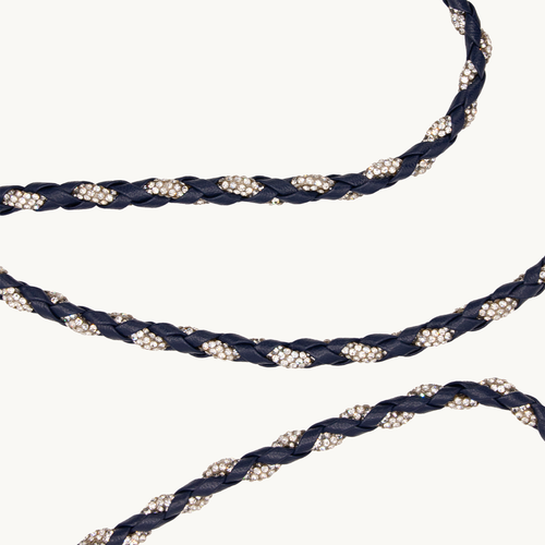 Bandoulière en cuir marine avec des paillettes