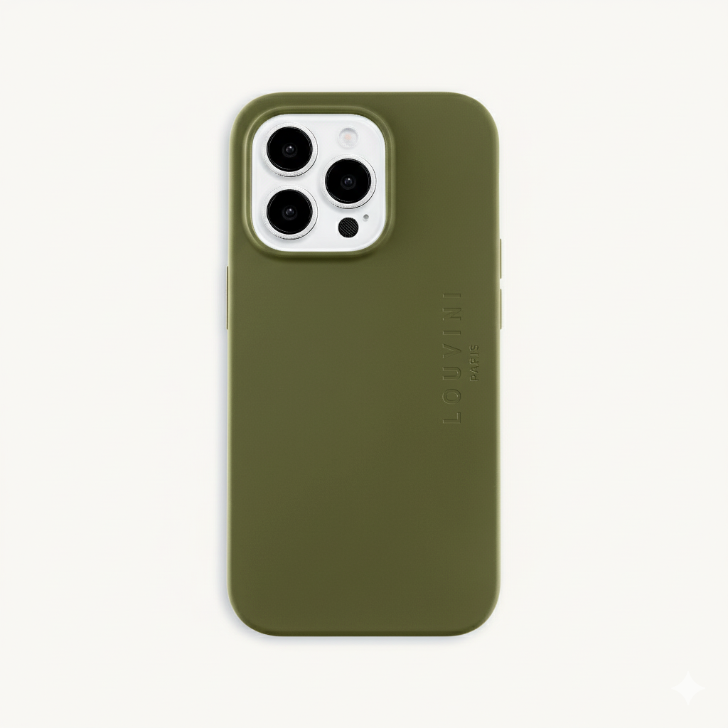 Coque iPhone MagSafe silicone LEO - Olive