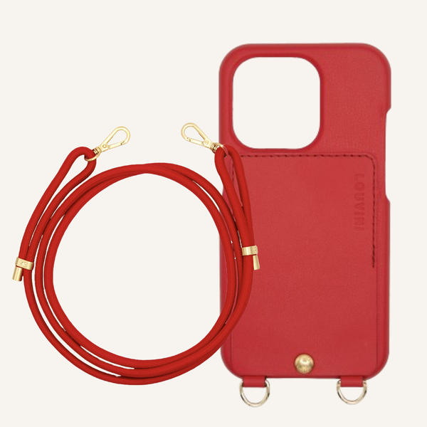 Étui iPhone Lou Rouge & Cordon Tessa rouge Nouveau