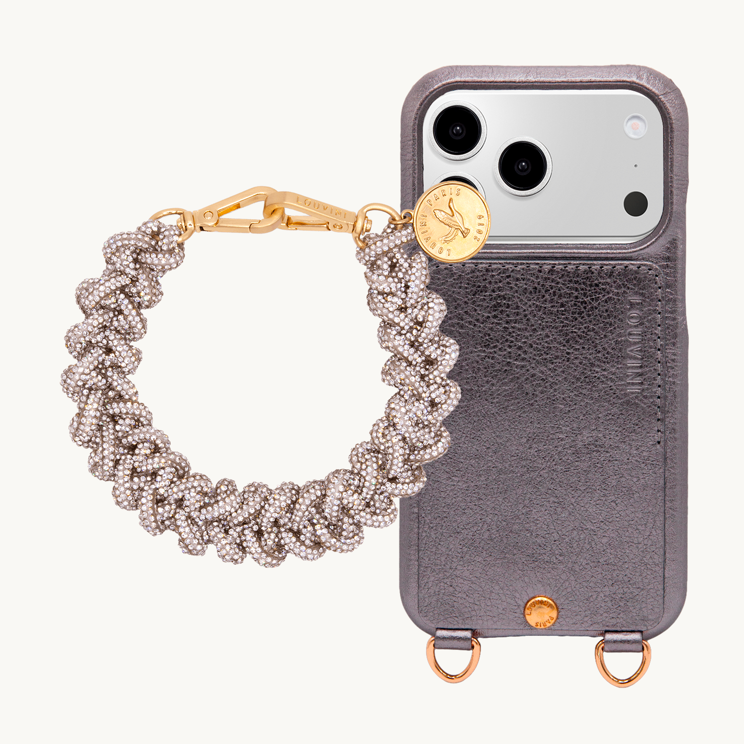 Coque iPhone LOU Anthracite & Bracelet PETIT SCARLETT Argenté