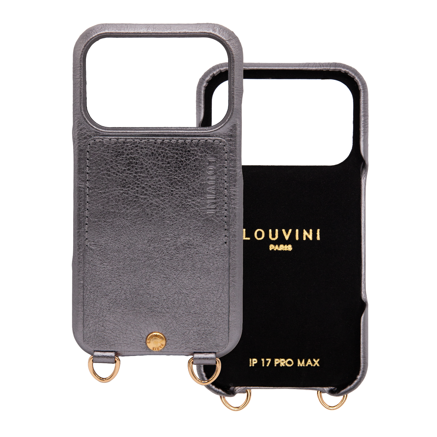 coque de téléphone en cuir gris anthracite iphone 17 pro max