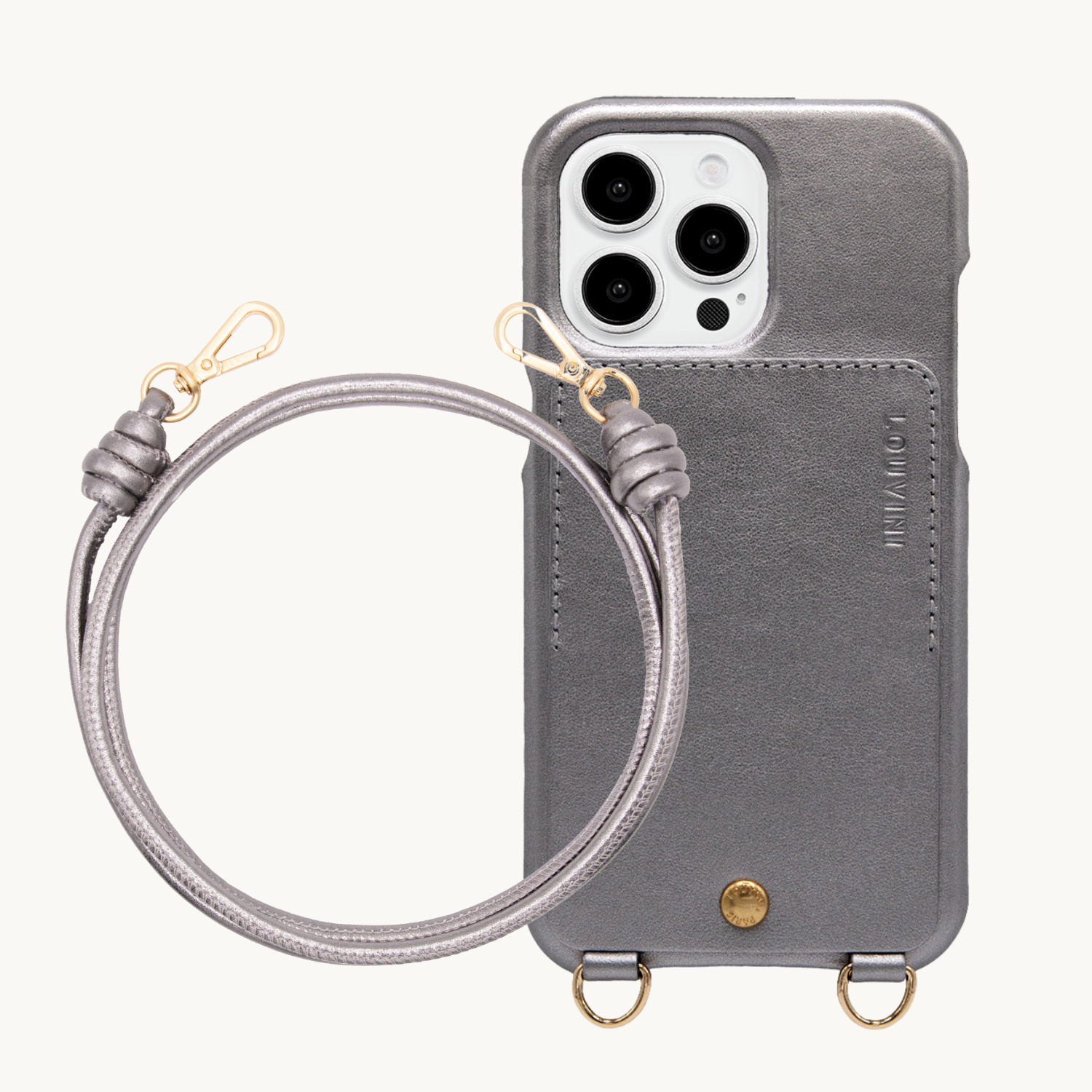 Coque iPhone LOU Anthracite & cordon KATE Anthracite