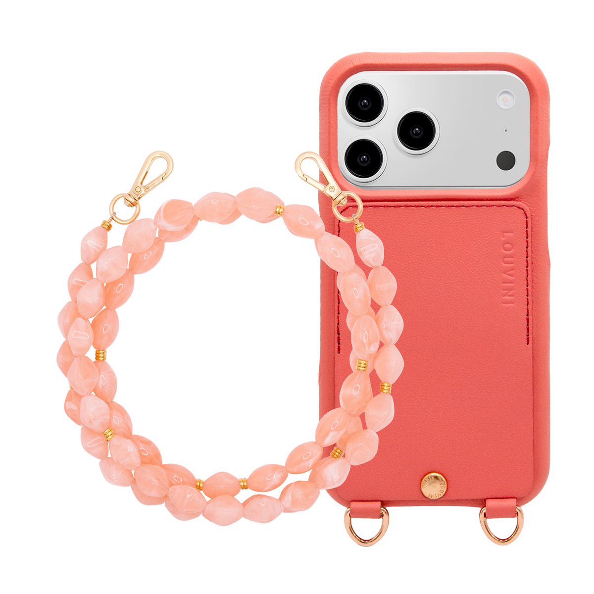 Coque iPhone LOU Blush & Chaîne RITA Corail