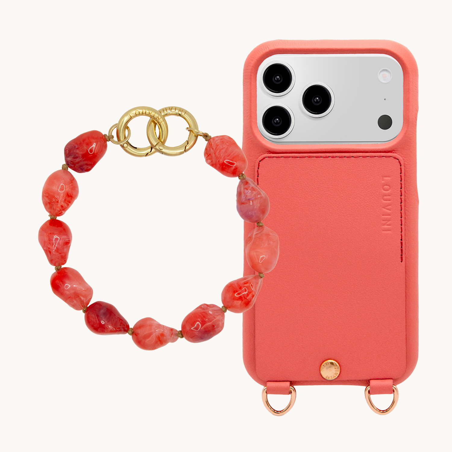 Coque iPhone LOU Blush & Bracelet PETIT ROMY Corail