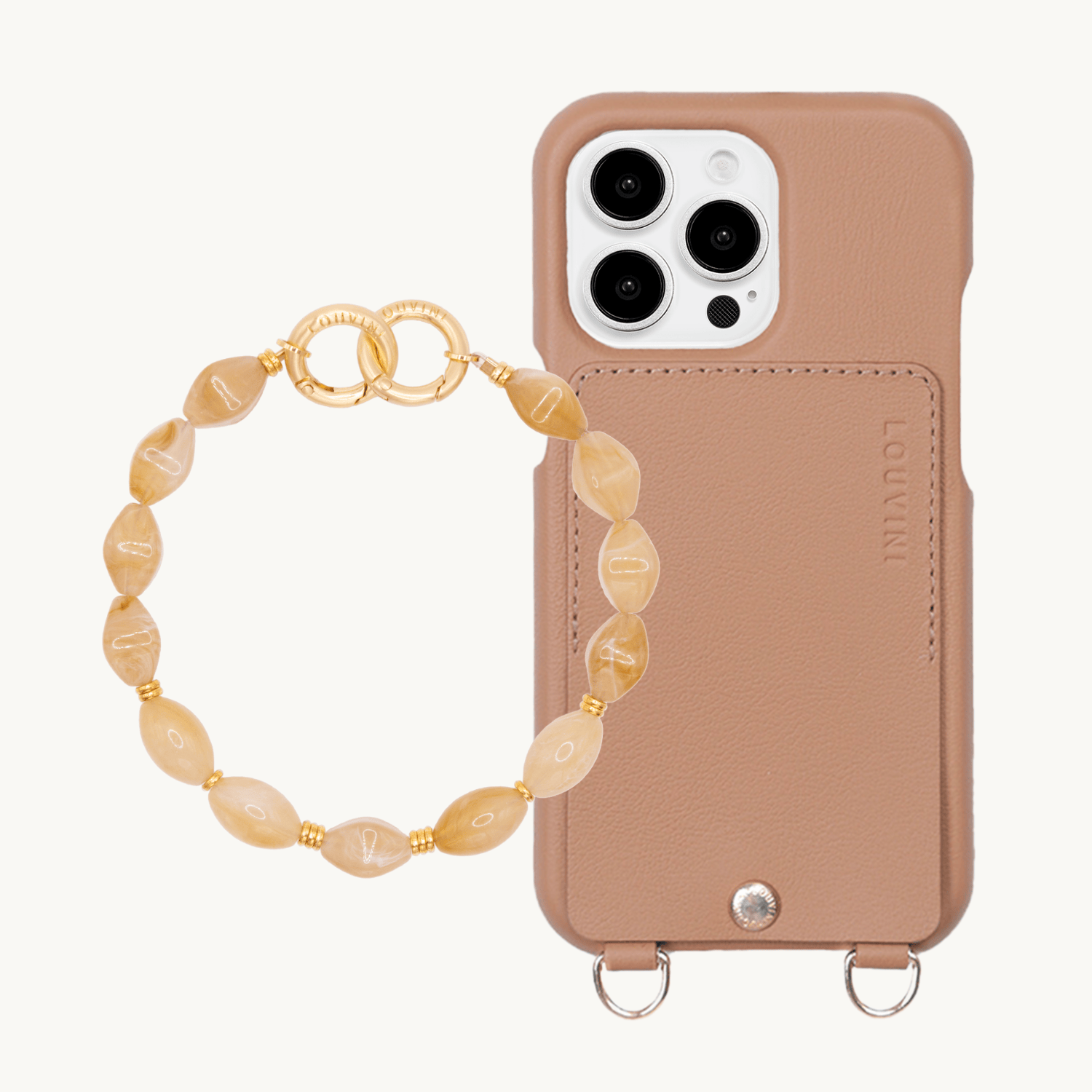 Coque iPhone LOU Camel & bracelet PETIT RITA Marron Clair
