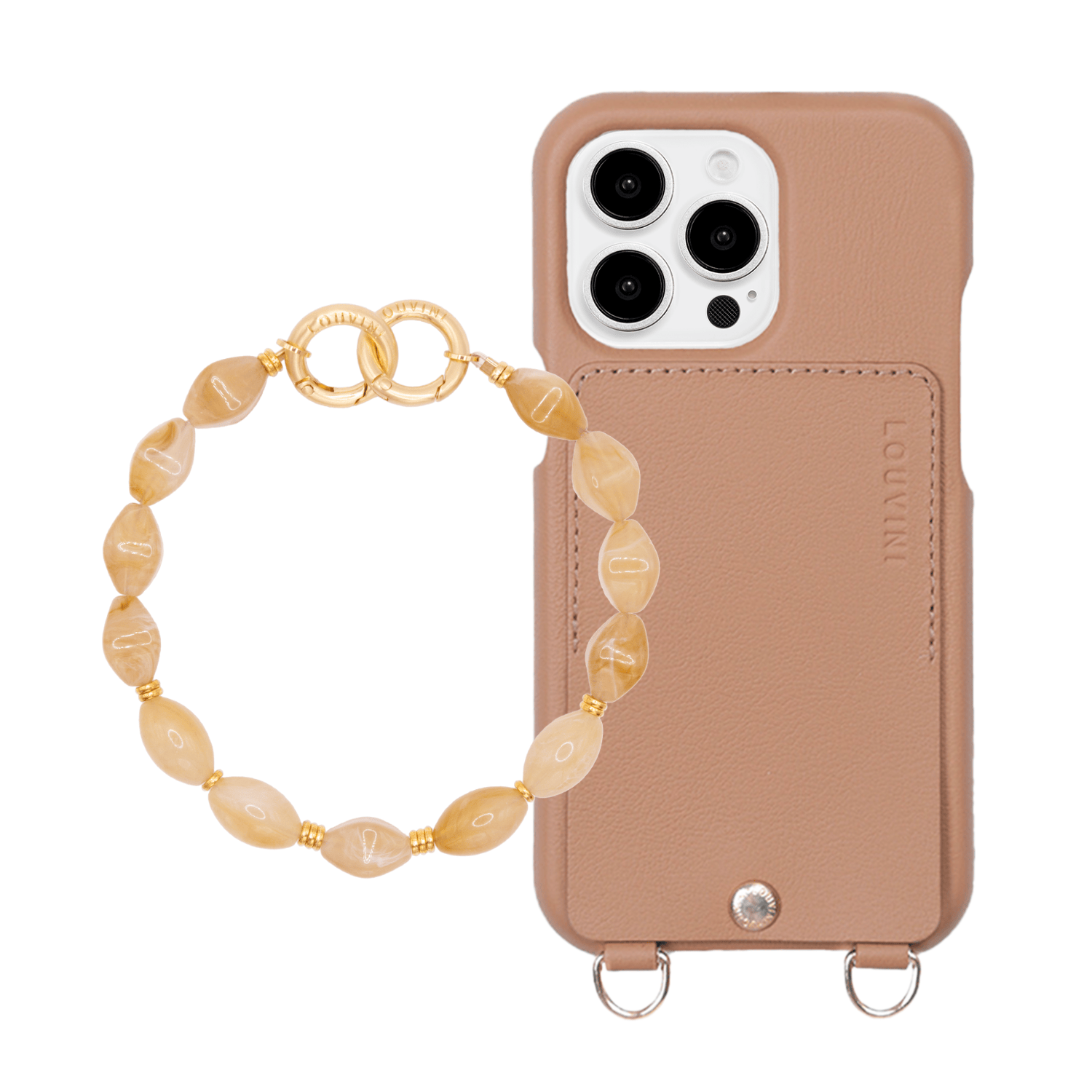 Coque iPhone LOU Camel & bracelet PETIT RITA Marron Clair