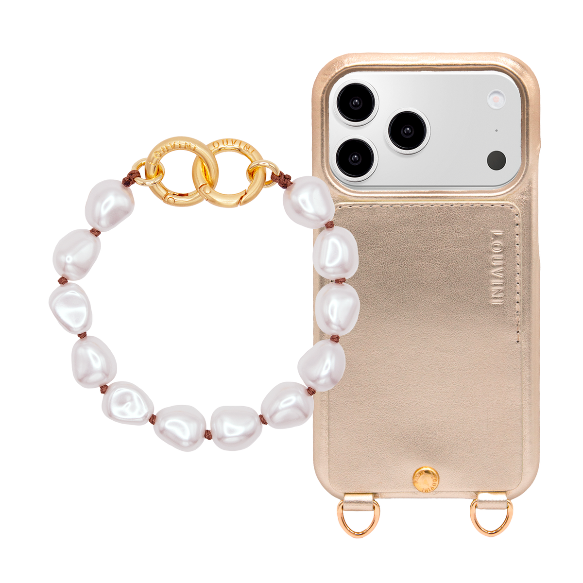 Coque iPhone LOU Doré Métallisé & Bracelet PETIT MINDY NAKED
