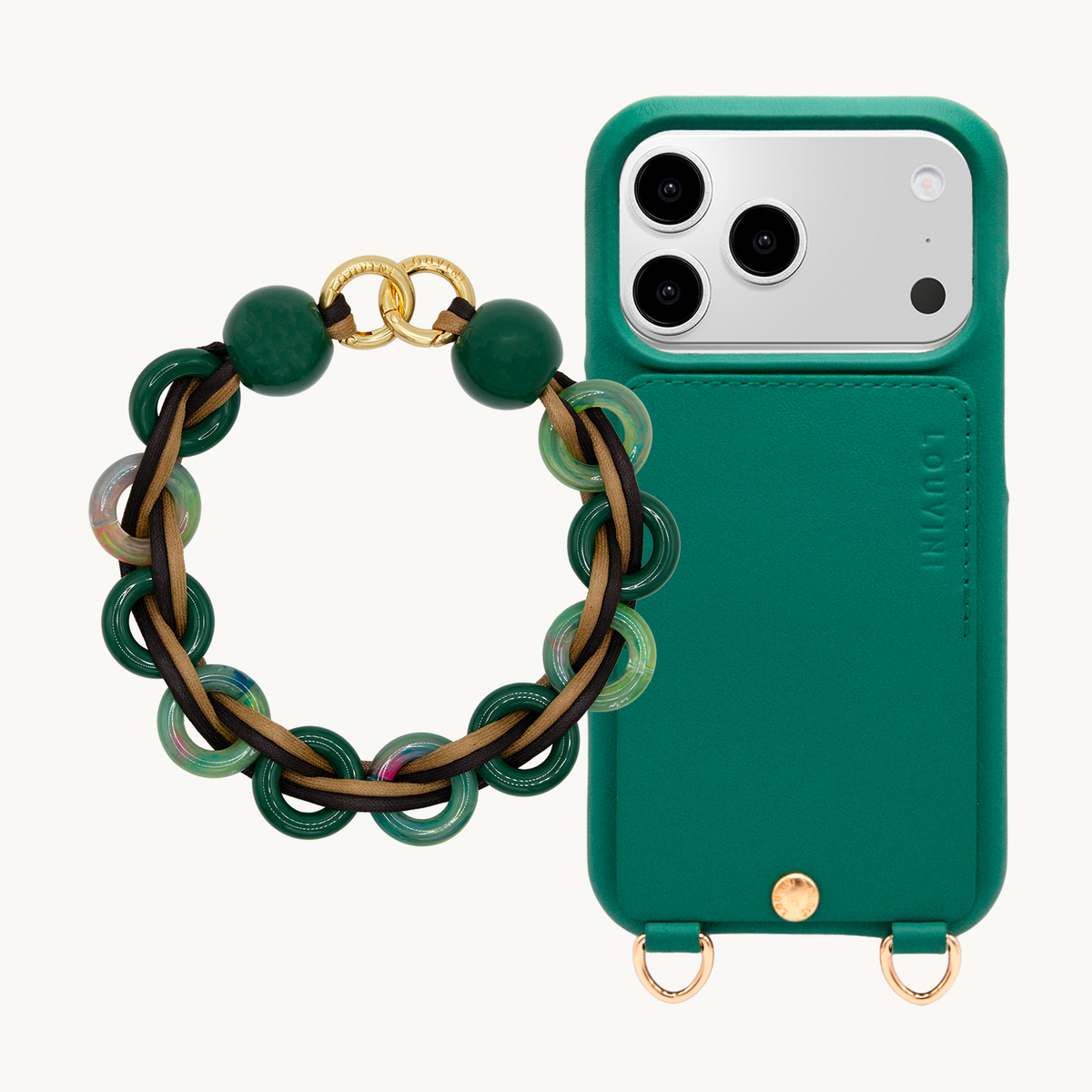 Coque iPhone LOU Émeraude & Bracelet DOLLY Vert-Jade