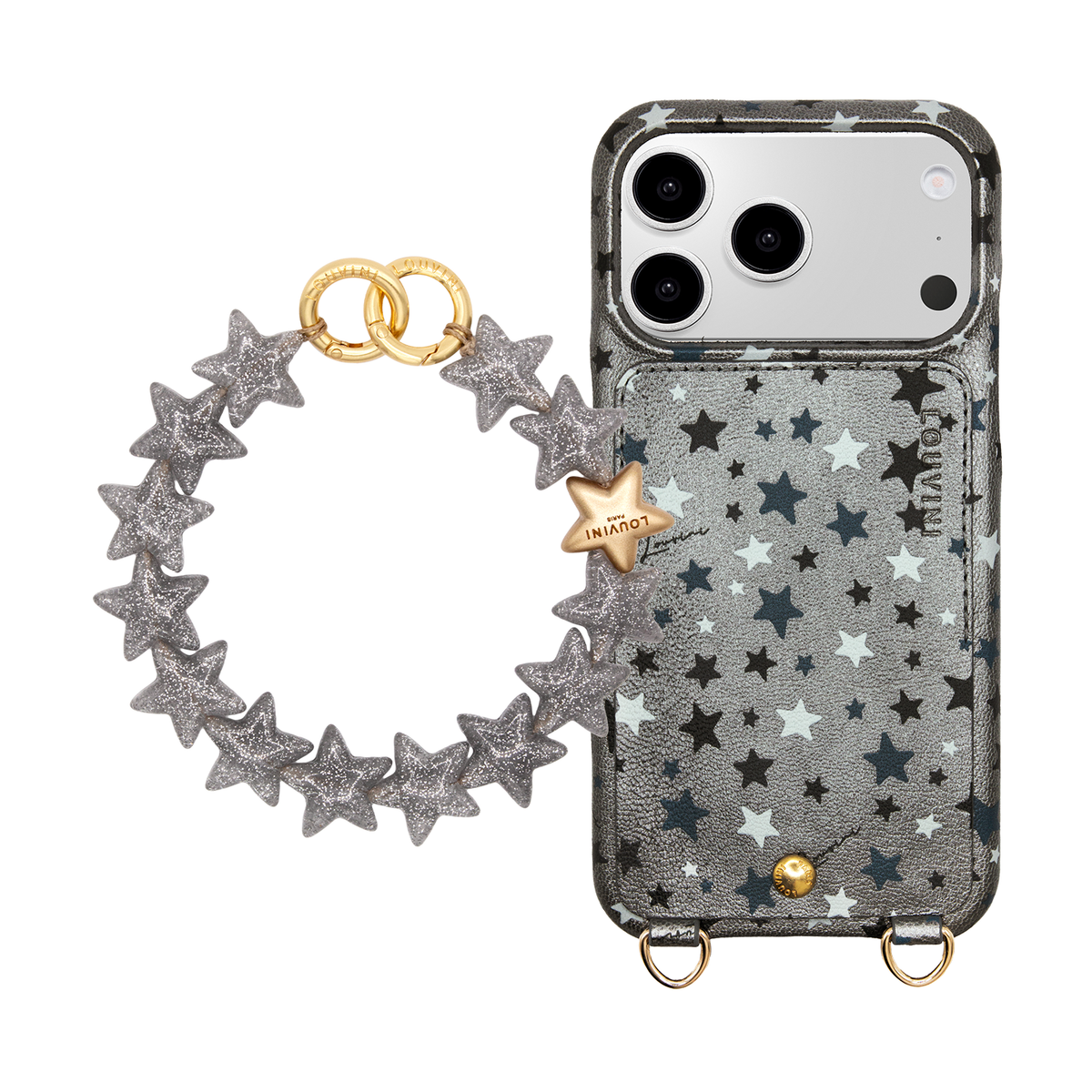 Coque iPhone LOU Étoiles Argenté & Bracelet PETIT ETOILE Argenté