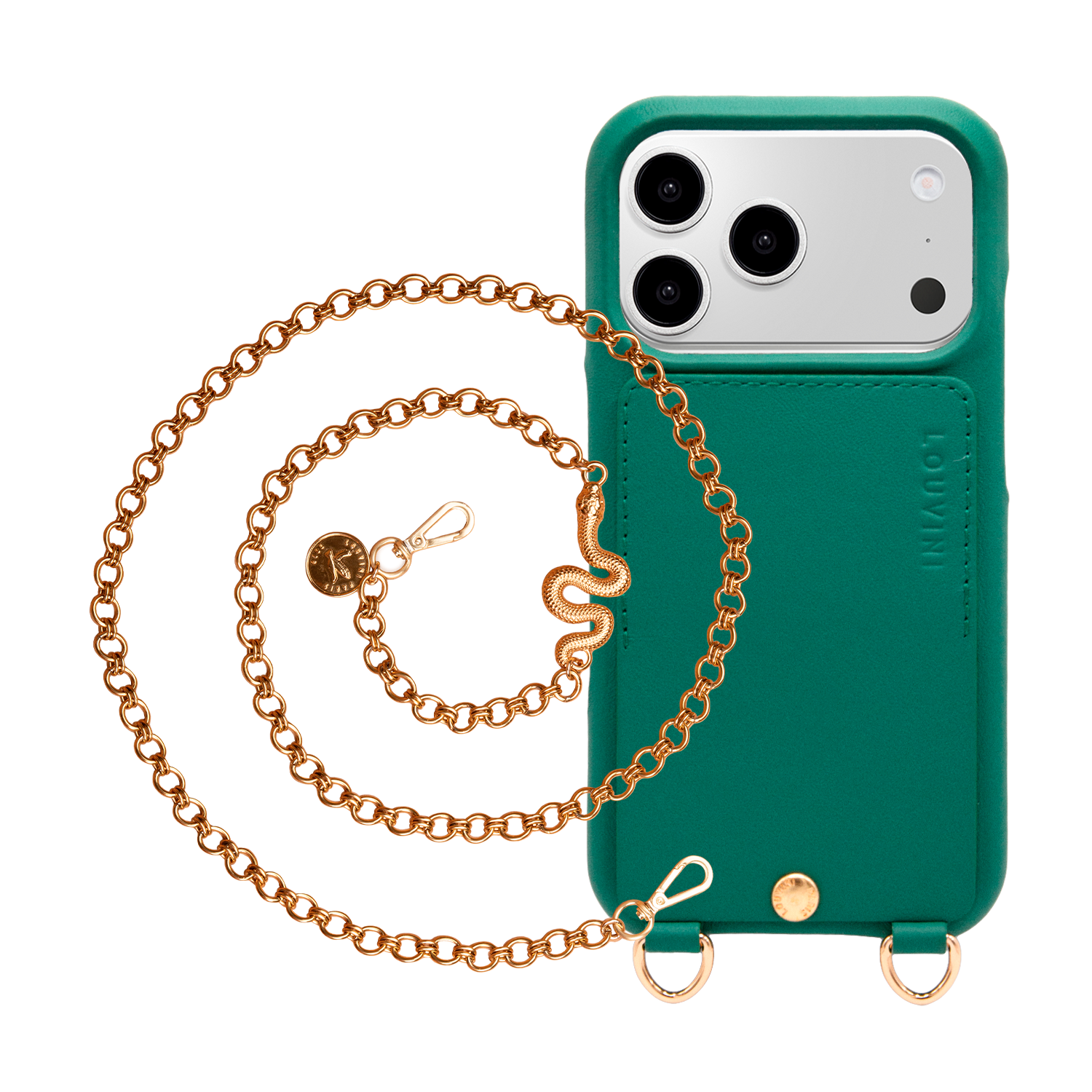 Coque iPhone LOU Émeraude & Chaîne DALIA Serpent