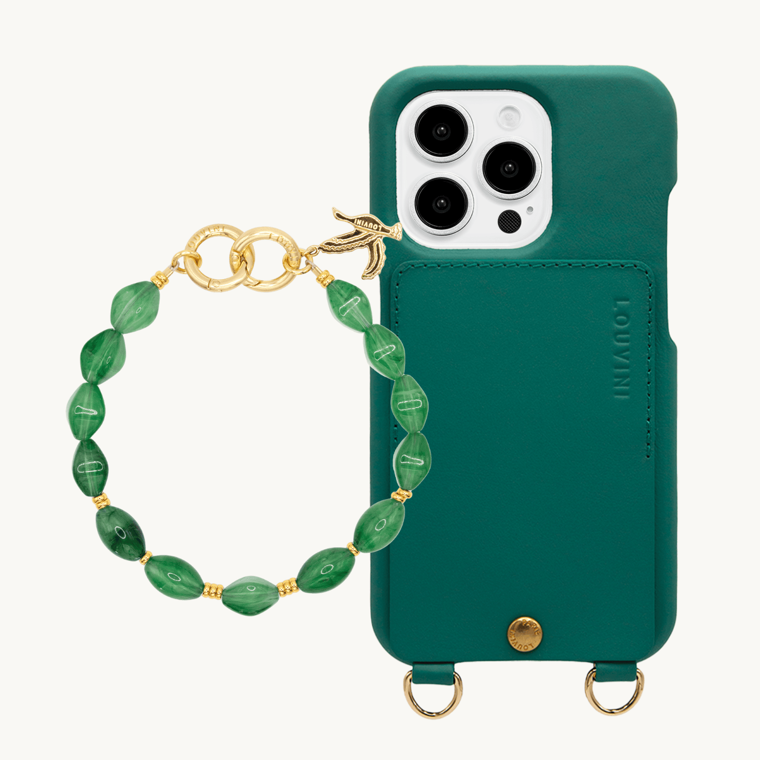 Coque iPhone LOU Émeraude & bracelet PETIT RITA Vert