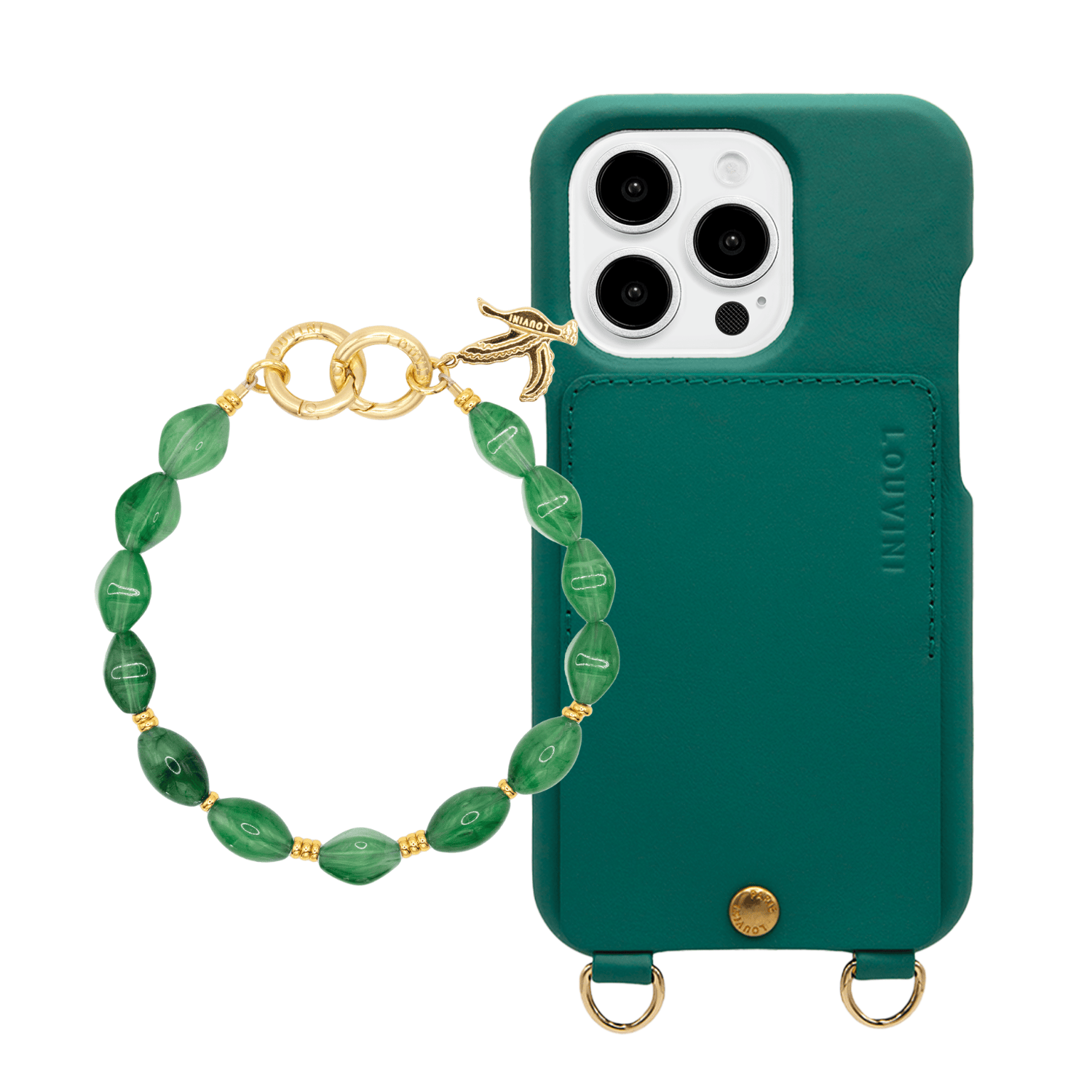 Coque iPhone LOU Émeraude & bracelet PETIT RITA Vert