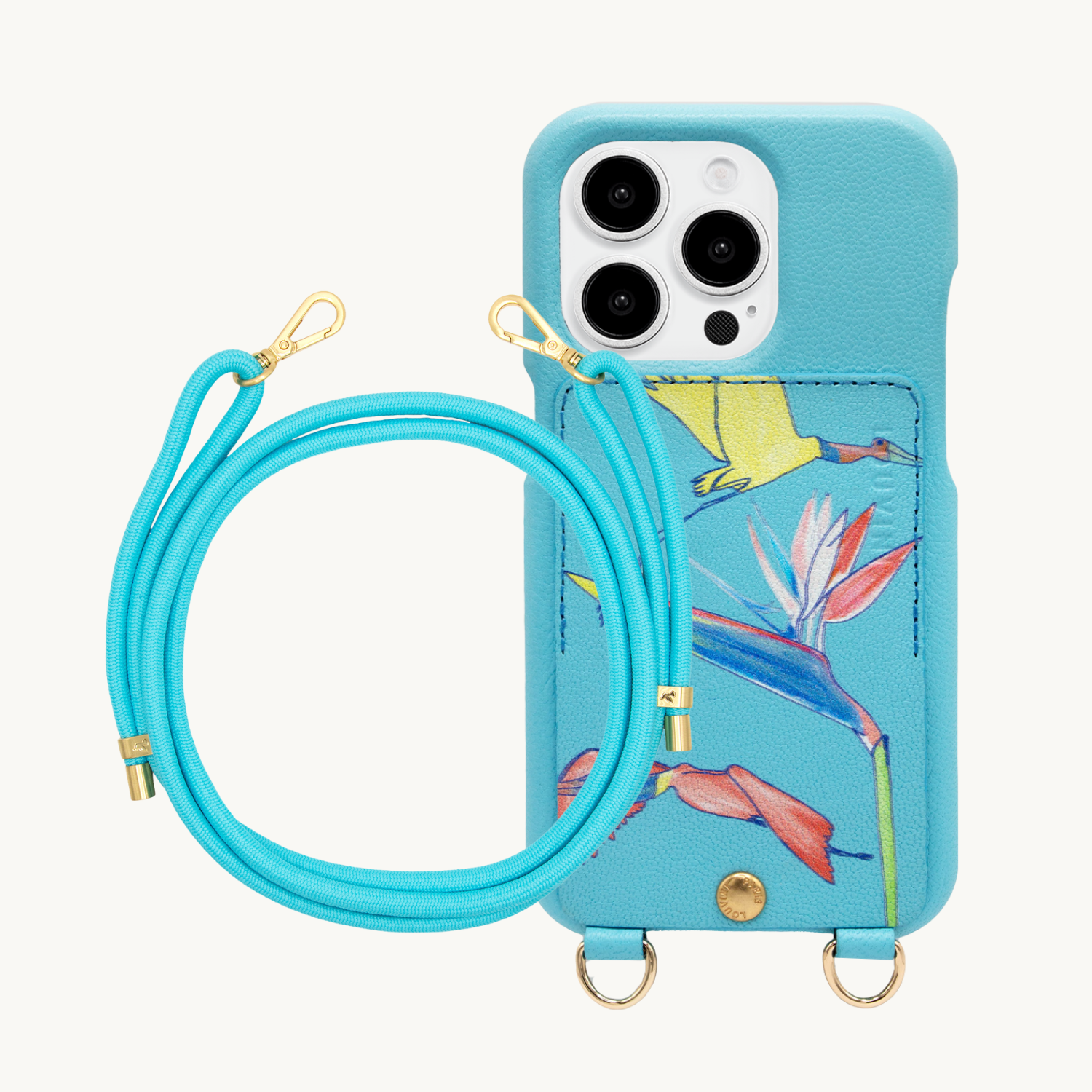 ensemble coque de téléphone avec étui en cuir bleu et cordon bleu
