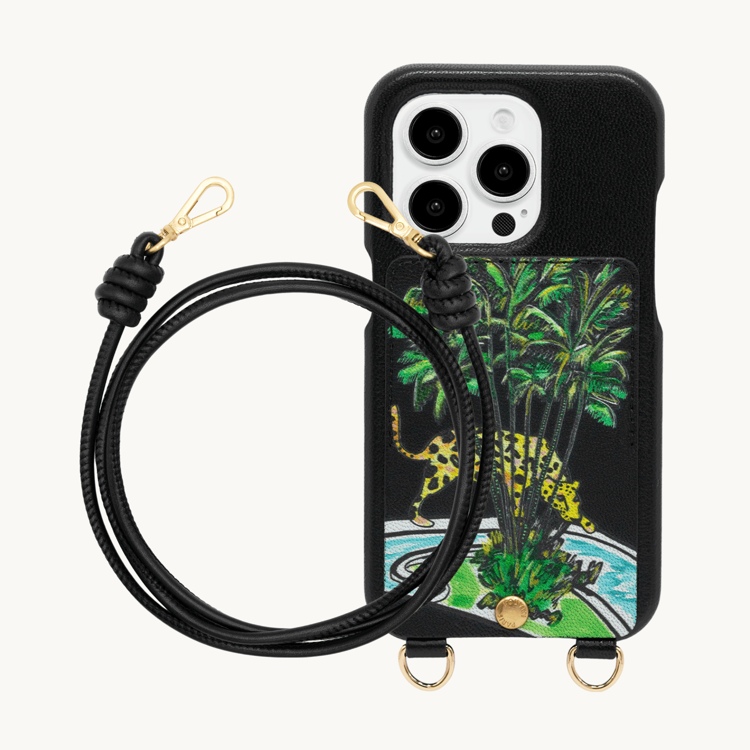 Coque iPhone LOU x FILIPE JARDIM Noir & cordon KATE Noir