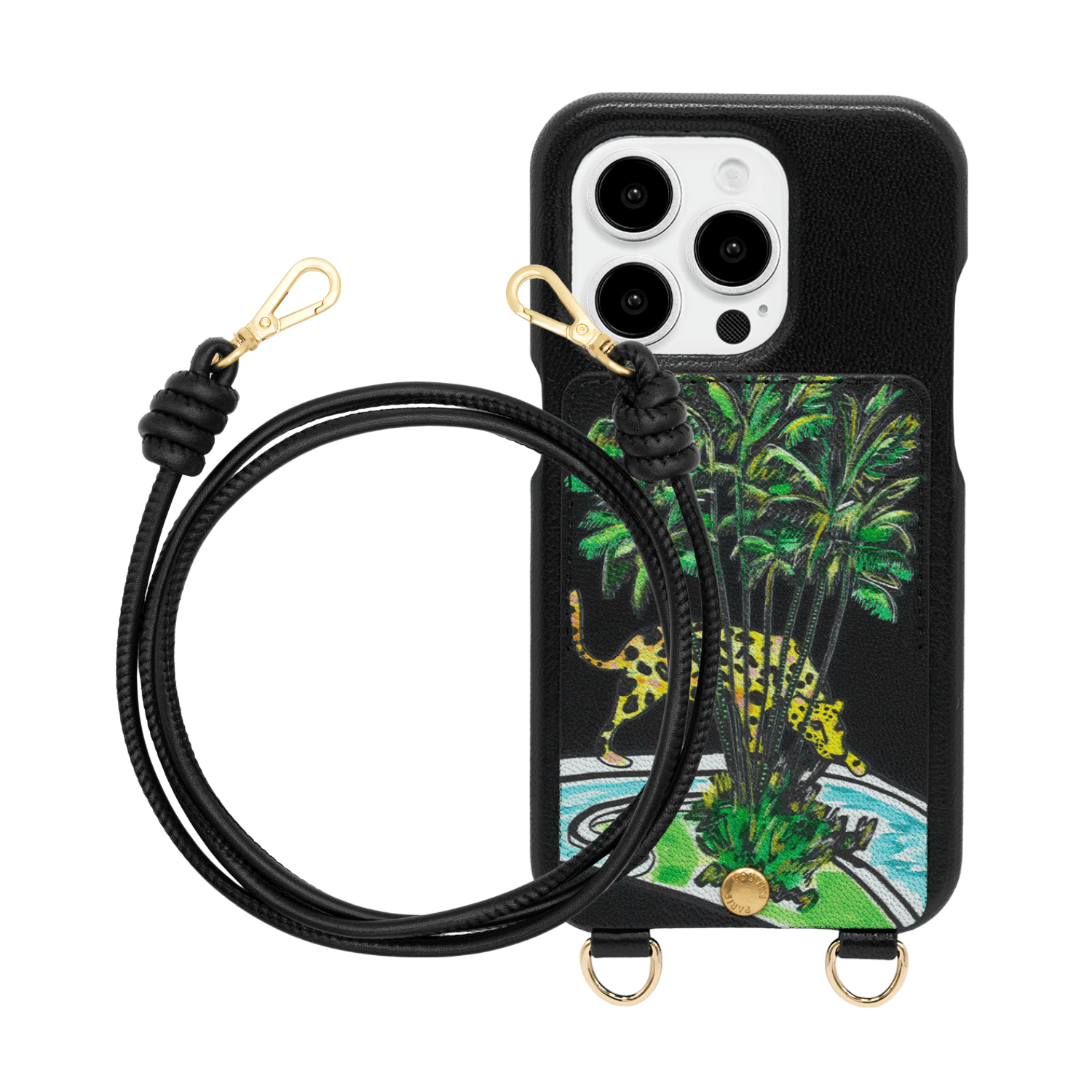 Coque iPhone LOU x FILIPE JARDIM Noir & cordon KATE Noir