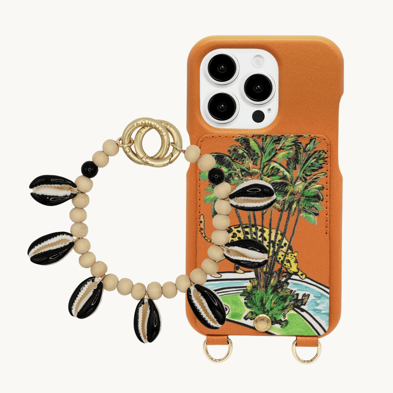 Coque iPhone LOU x FILIPE JARDIM Orange & bracelet PETIT MOANA Noir