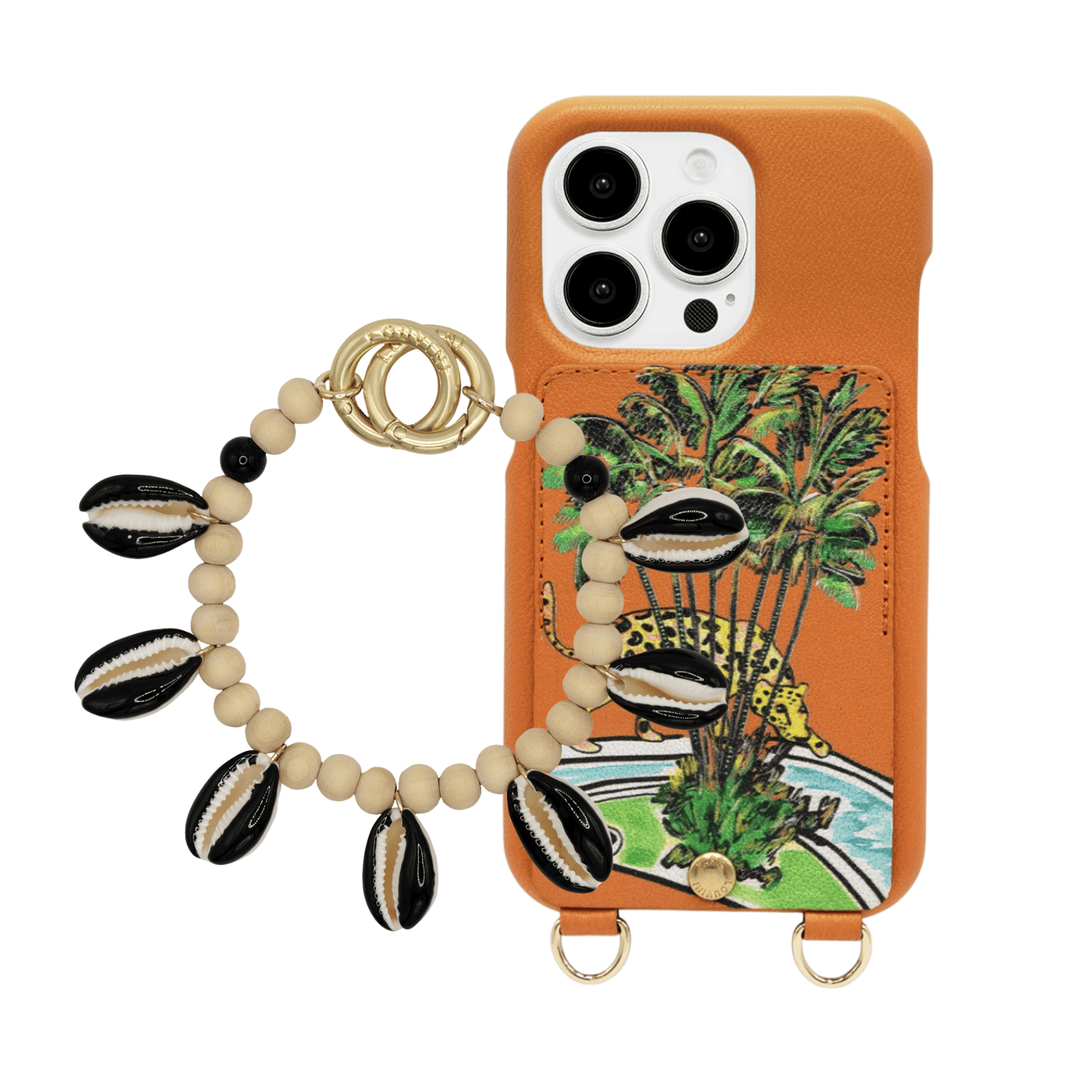 Coque iPhone LOU x FILIPE JARDIM Orange & bracelet PETIT MOANA Noir