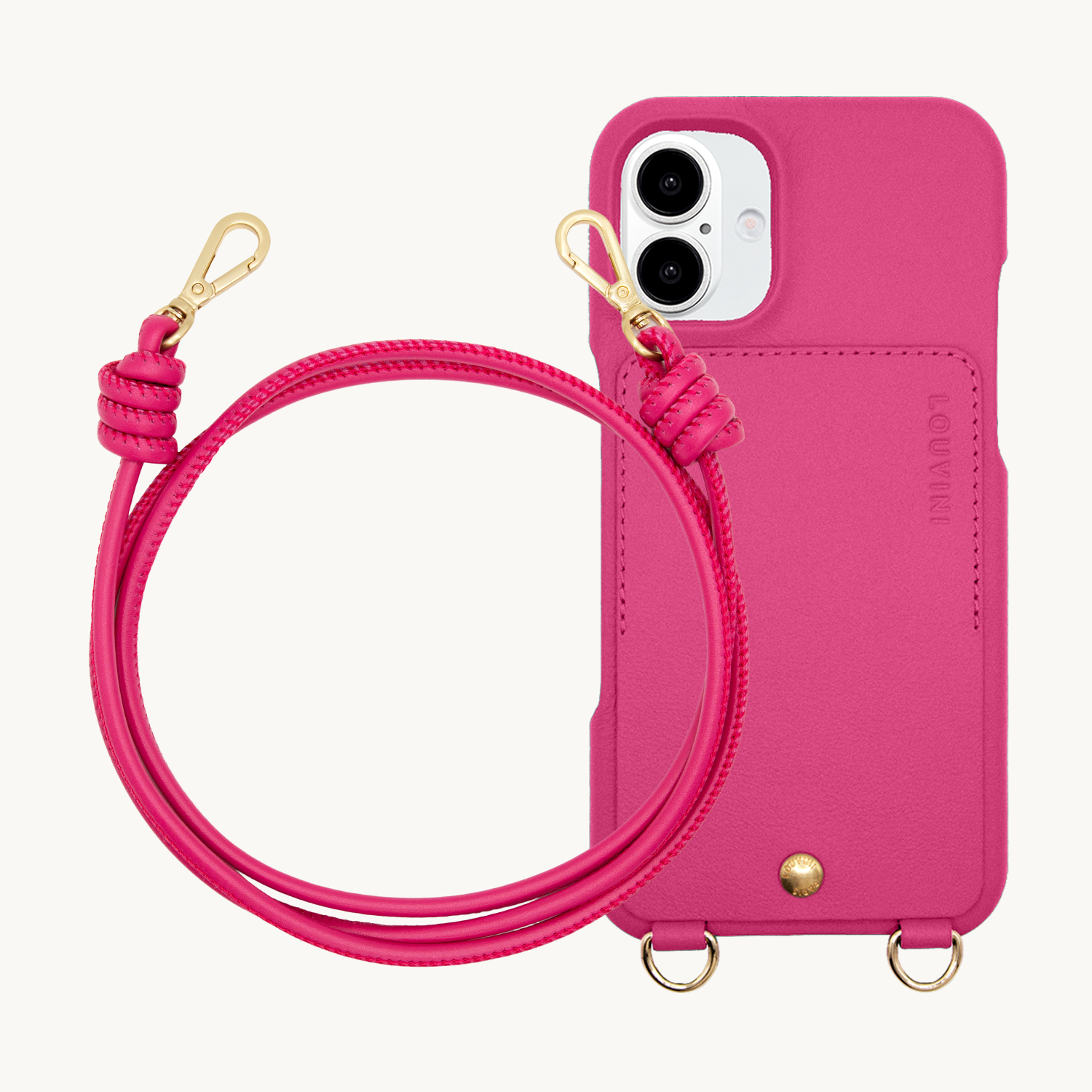 Coque iPhone LOU Fuchsia & Cordon KATE Fuchsia
