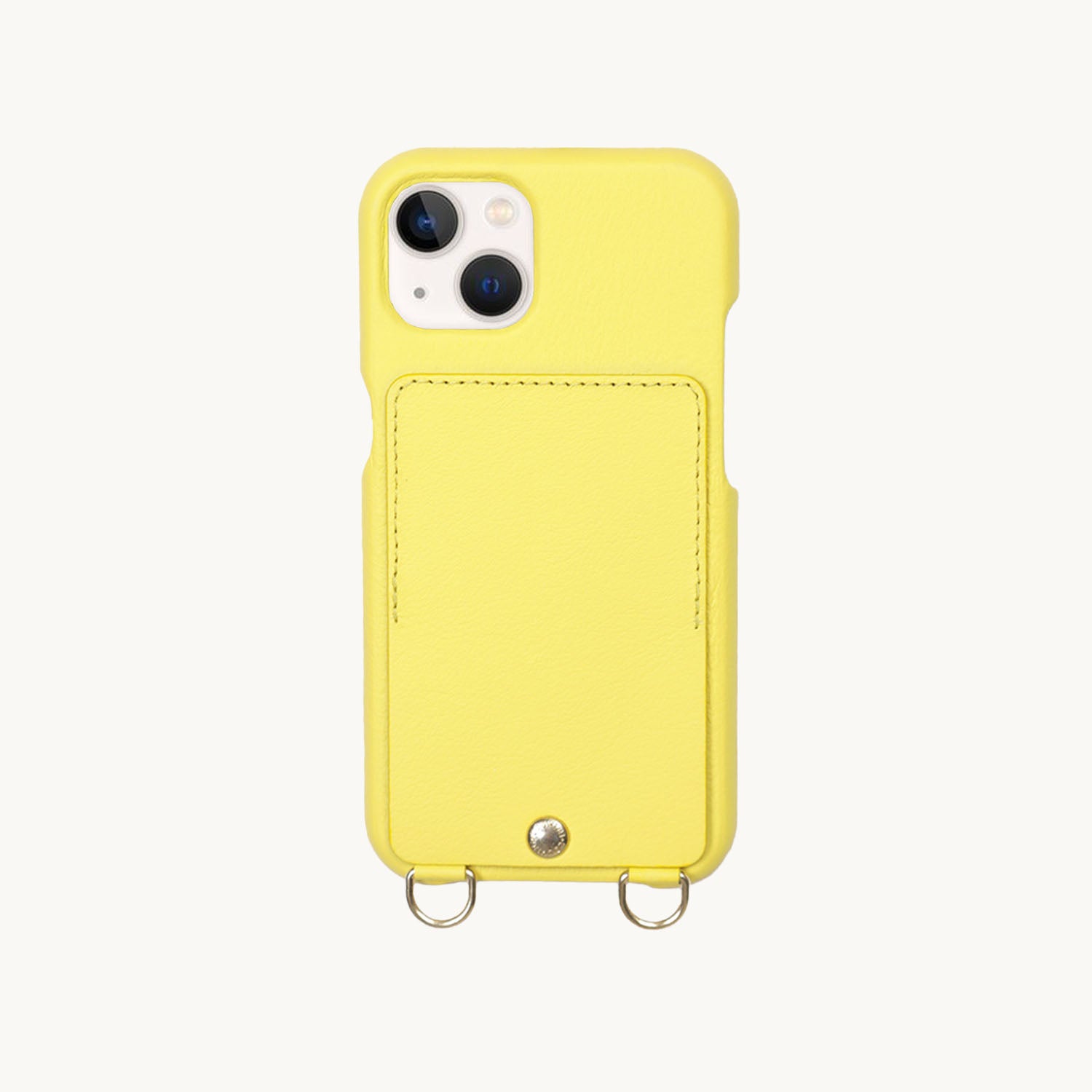 Coque iPhone cuir porte carte avec anneaux LOU - Jaune