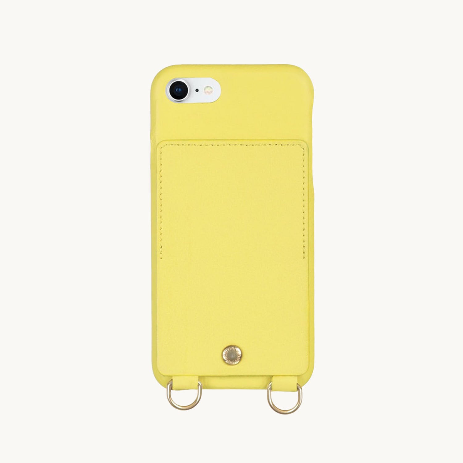 Coque iPhone cuir porte carte avec anneaux LOU - Jaune