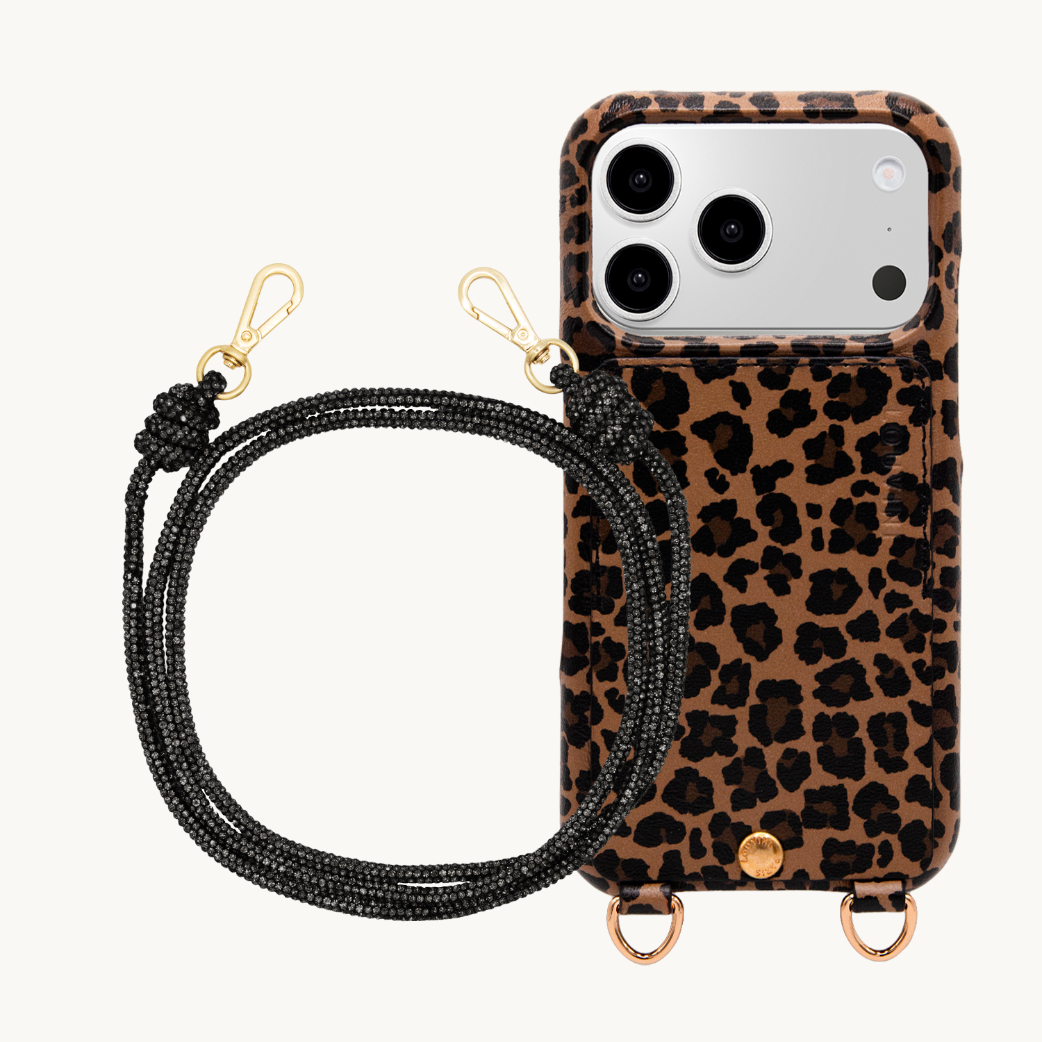 Coque iPhone LOU Léopard & Cordon KIM Noir