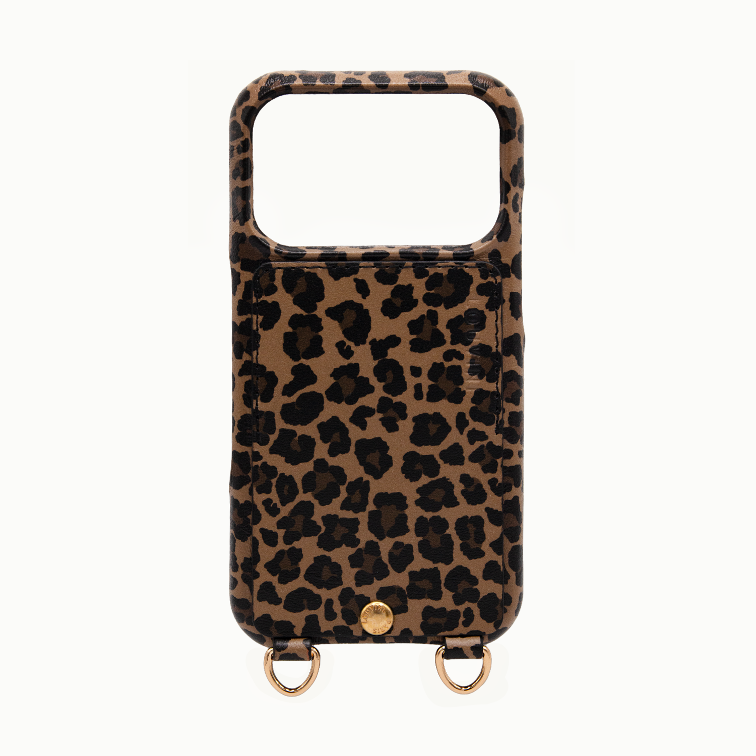 Coque iPhone cuir porte carte avec anneaux LOU - Léopard
