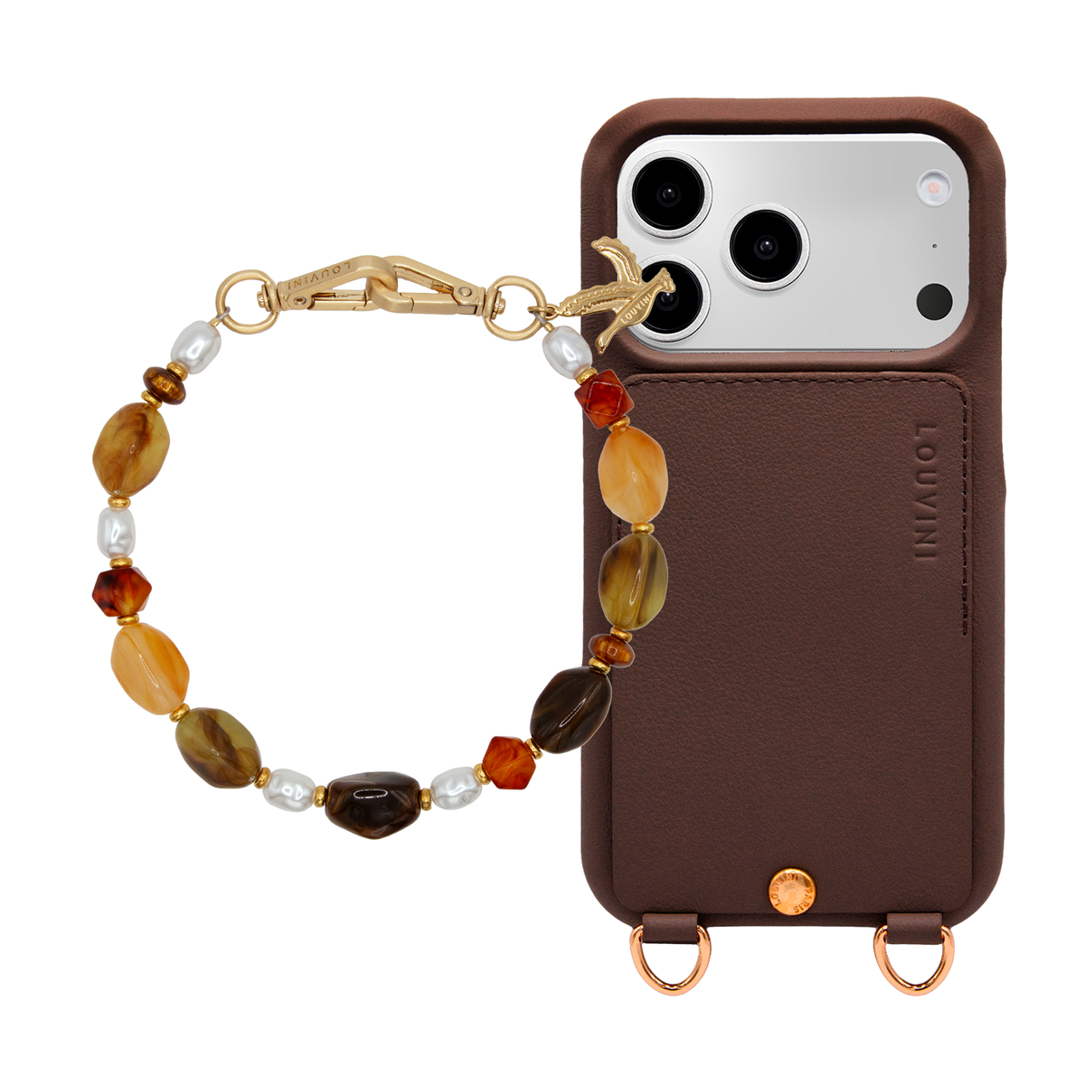 Coque iPhone LOU Marron & Bracelet PETIT ESMEE Ambre