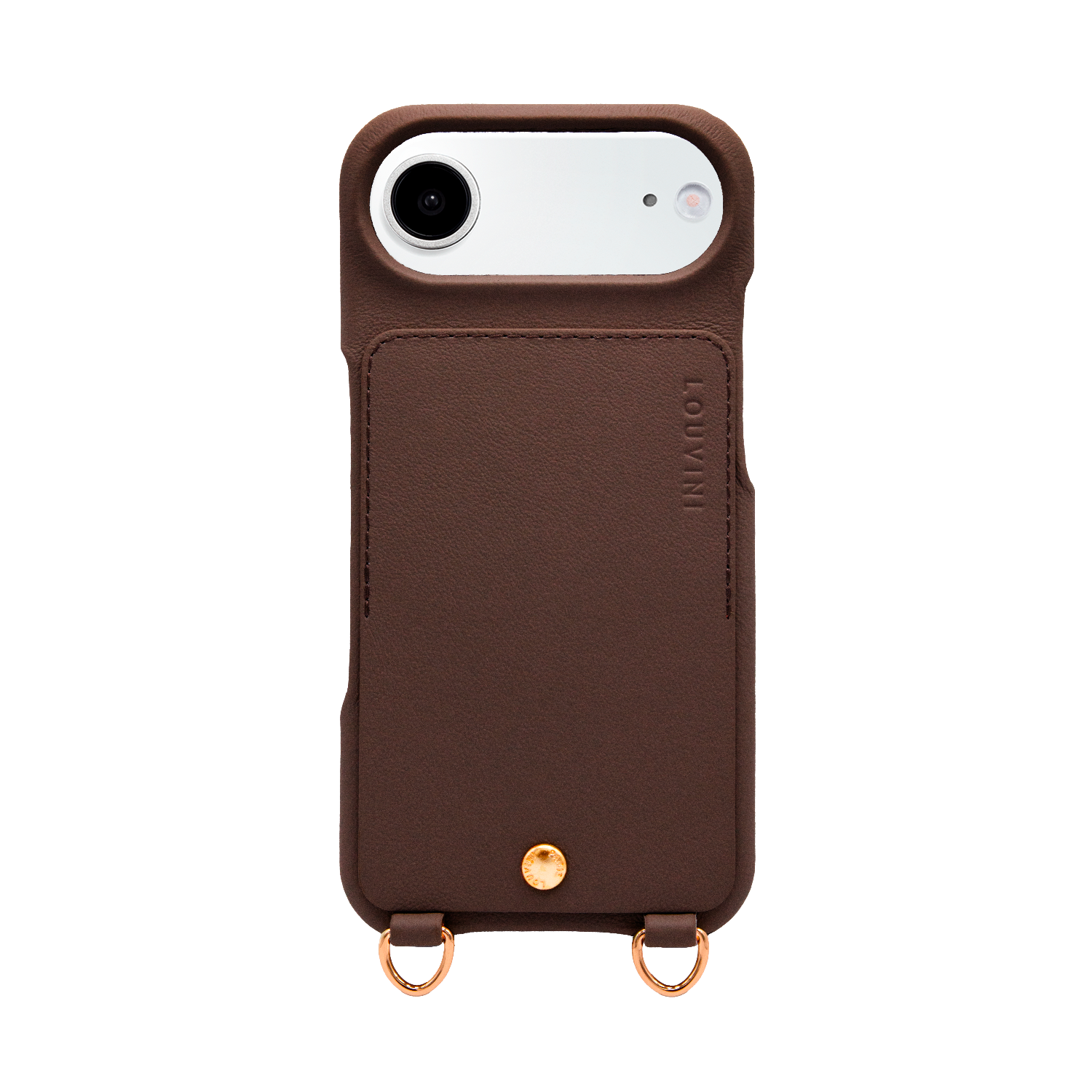 Coque iPhone cuir porte carte avec anneaux LOU - Marron
