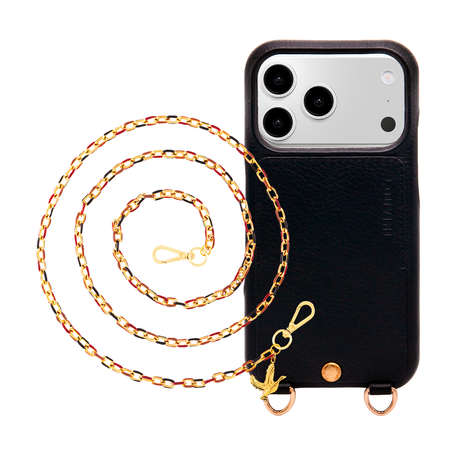 Coque iPhone LOU Noir & Chaîne MIA Bordeaux-Noir
