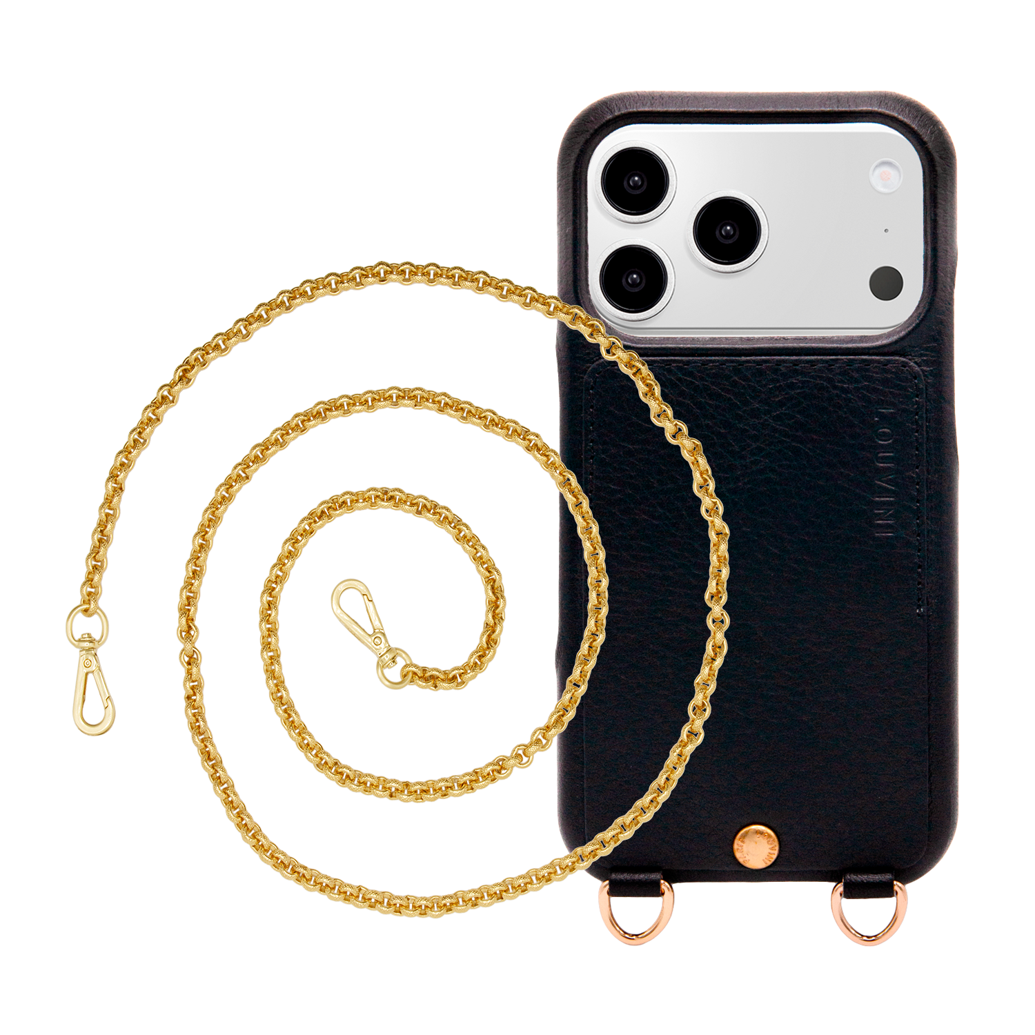 Coque iPhone LOU Noir & chaîne SAVANA