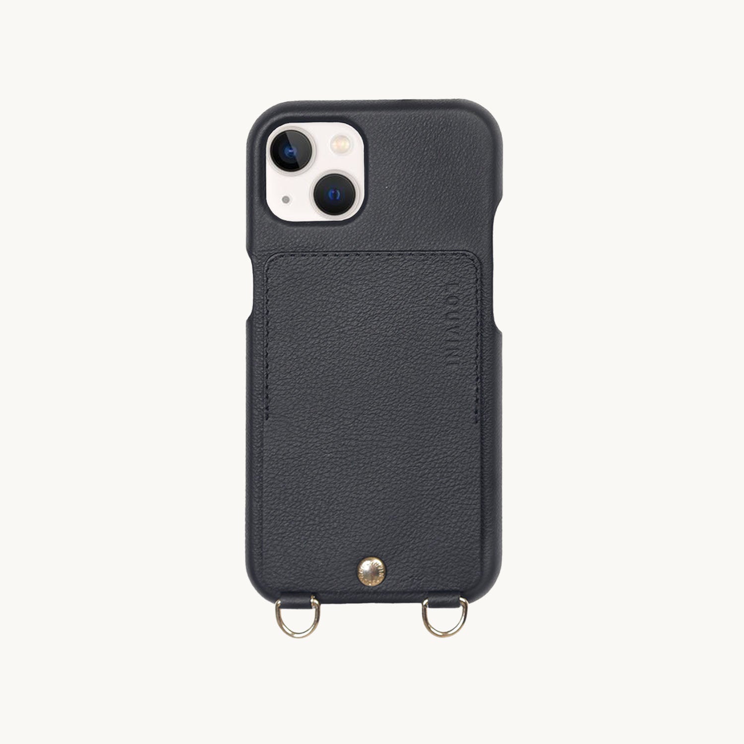 Coque iPhone cuir porte carte avec anneaux LOU - Noir