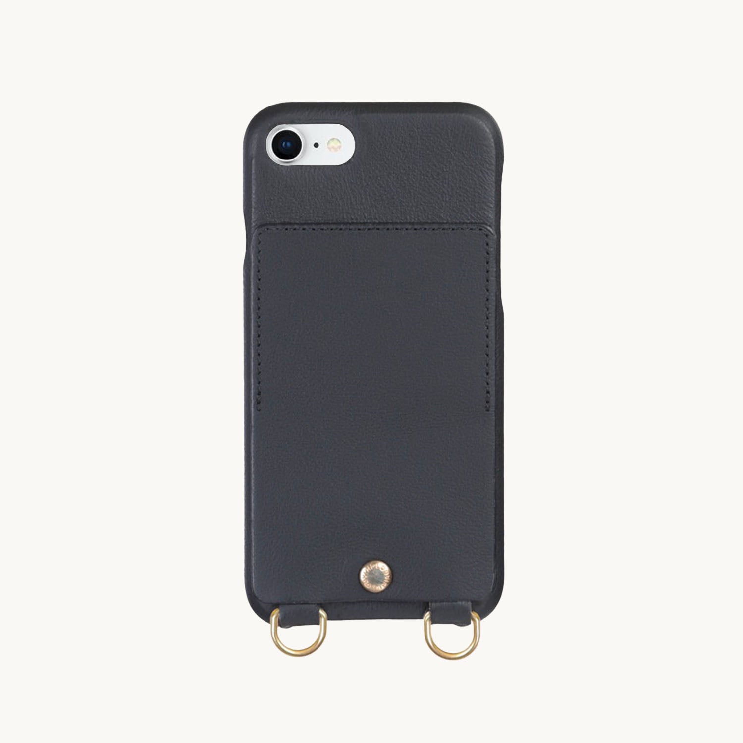 Coque iPhone cuir porte carte avec anneaux LOU - Noir