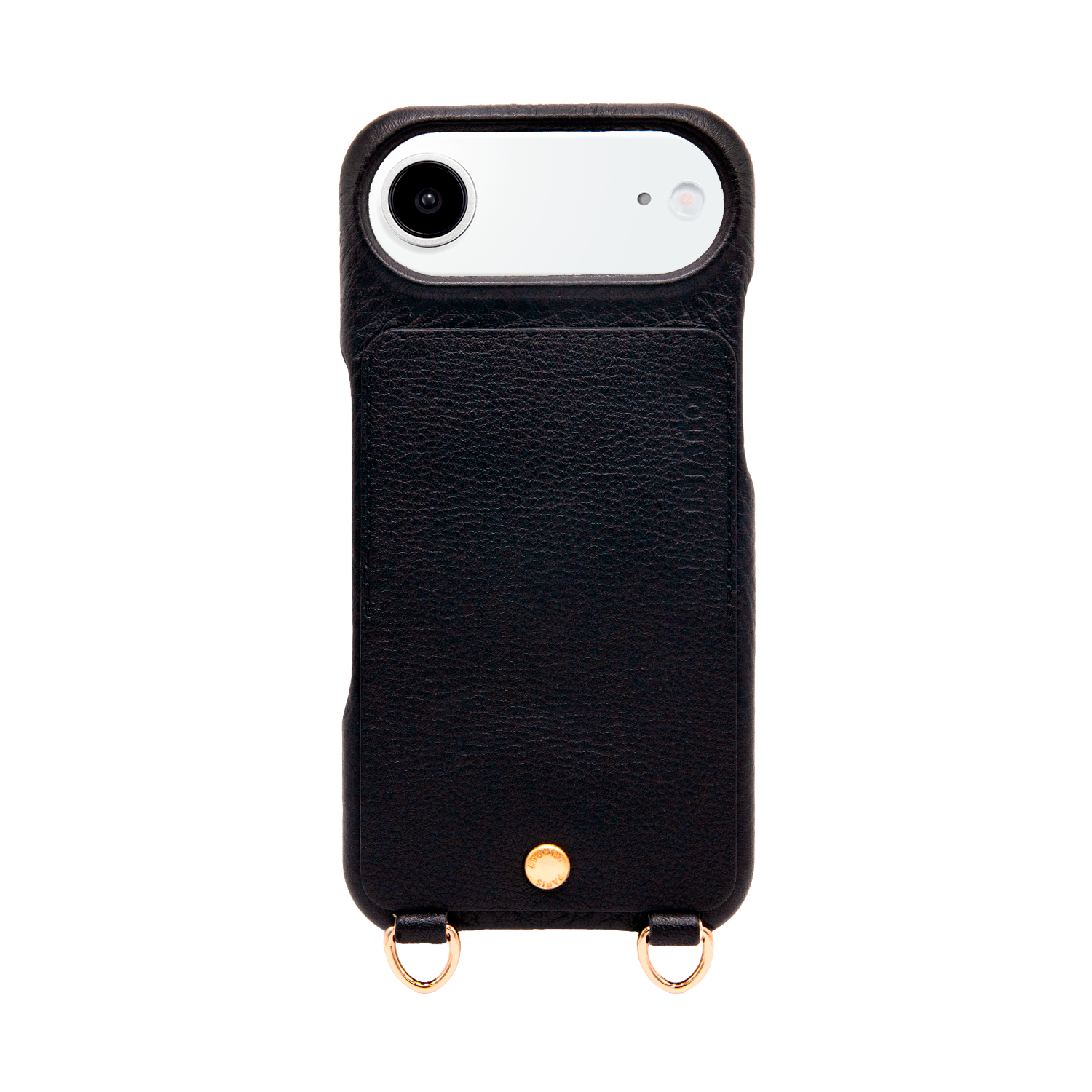 Coque iPhone cuir porte carte avec anneaux LOU - Noir