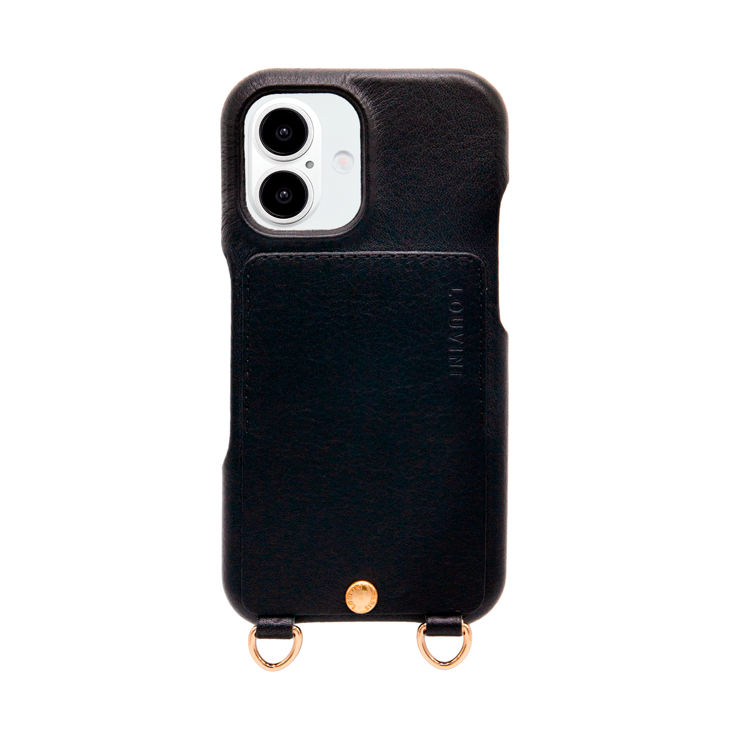 Coque iPhone cuir porte carte avec anneaux LOU - Noir