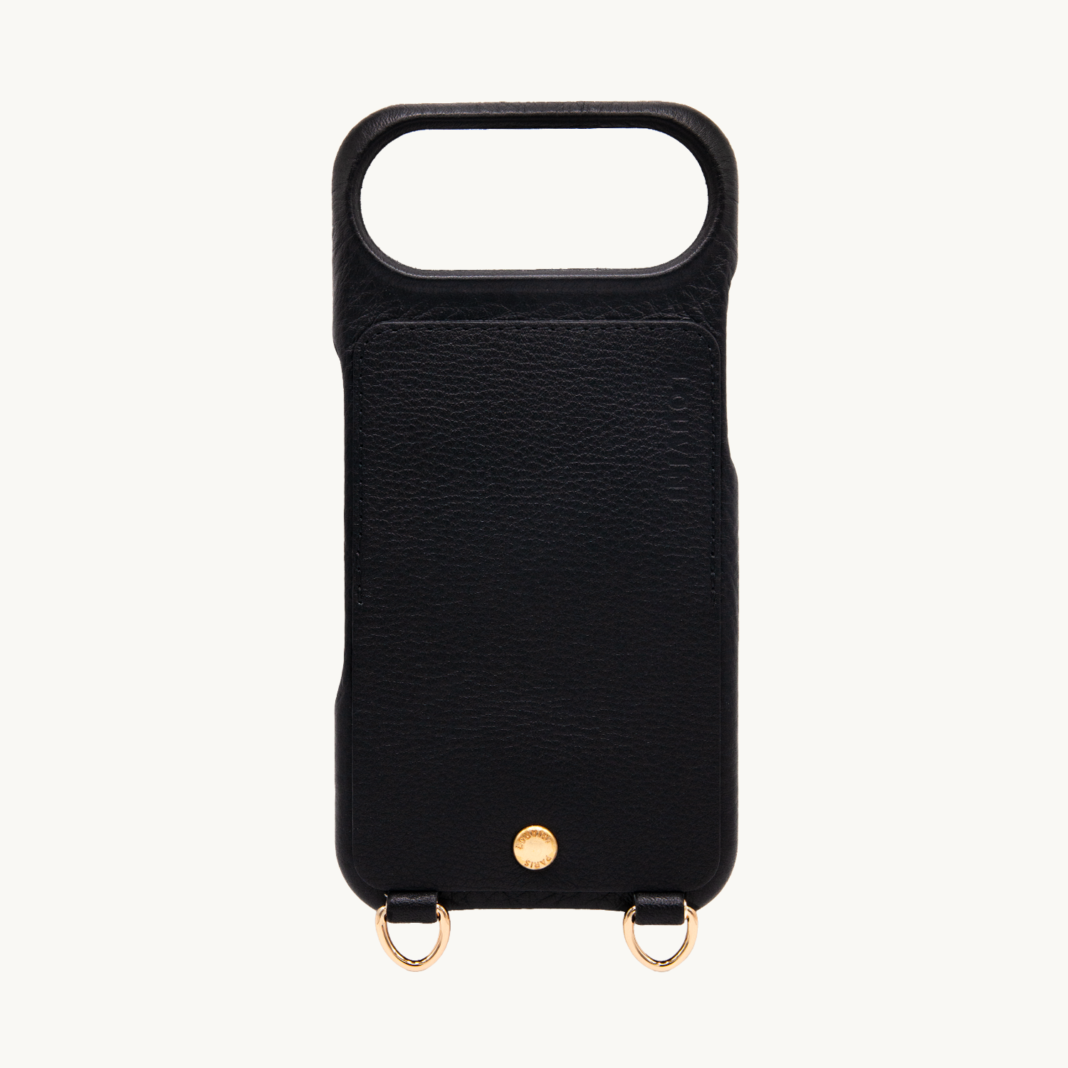 Coque iPhone cuir porte carte avec anneaux LOU - Noir