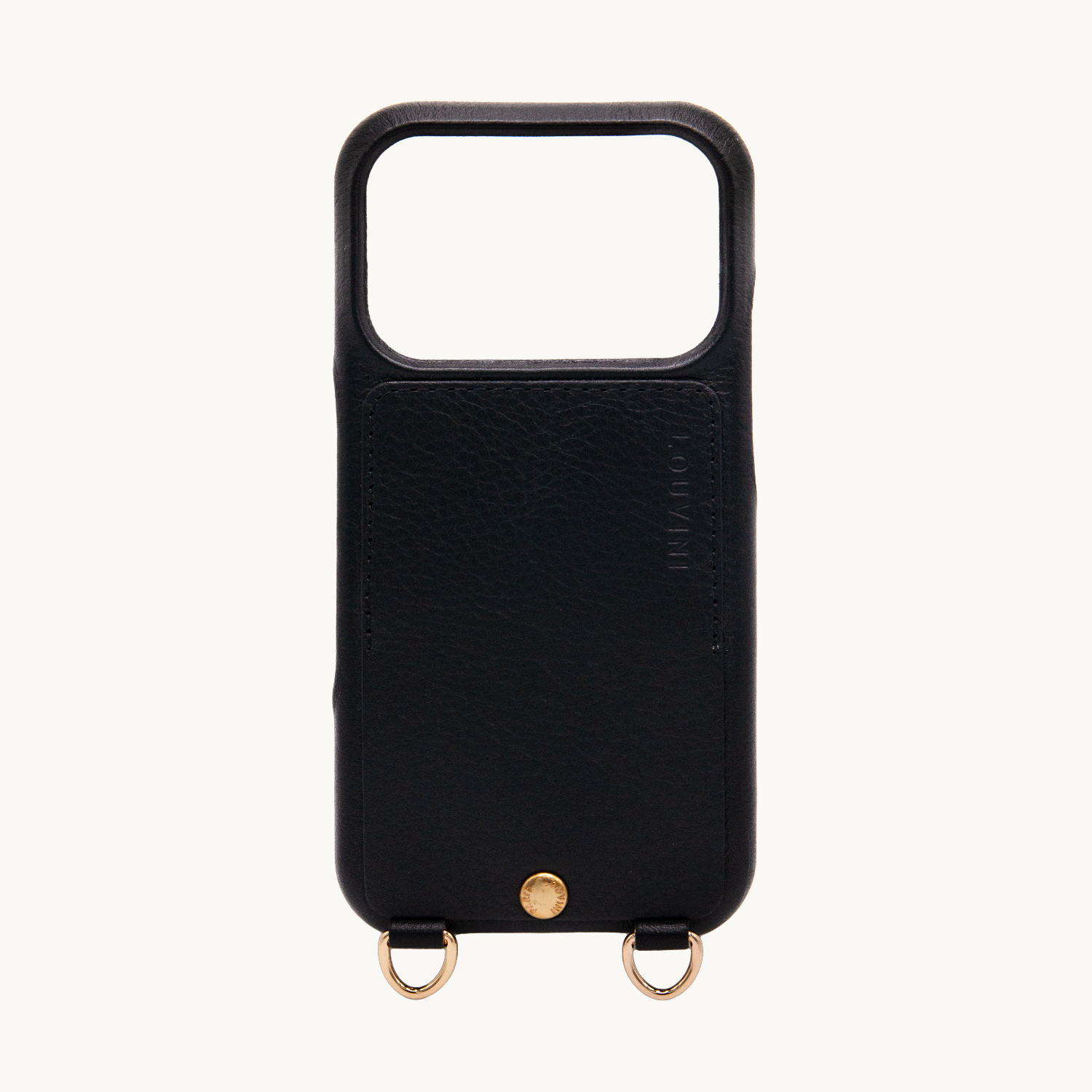 Coque iPhone cuir porte carte avec anneaux LOU - Noir