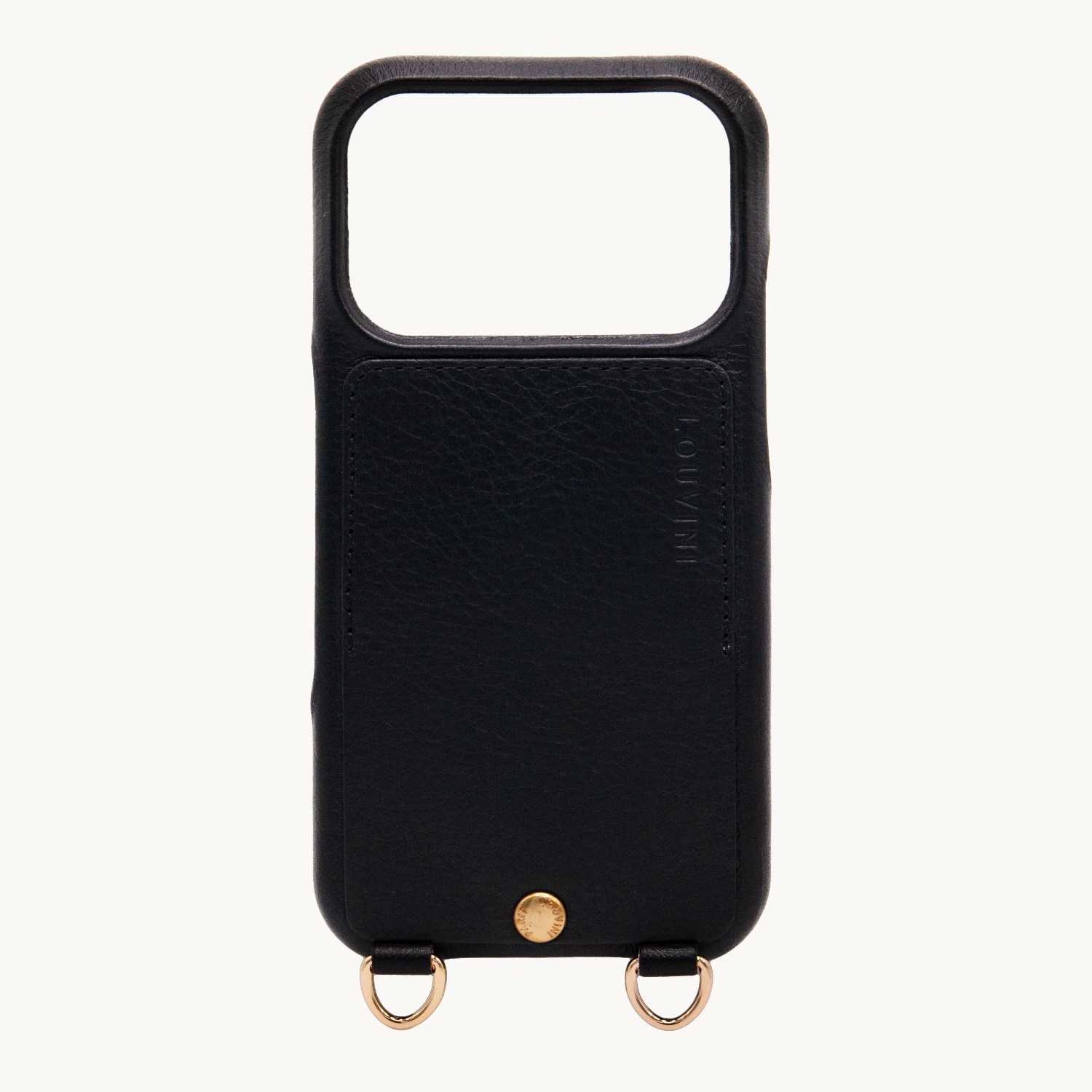 Coque iPhone cuir porte carte avec anneaux LOU - Noir