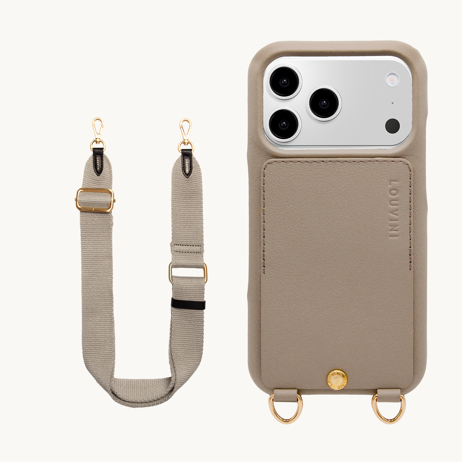 Coque iPhone LOU Taupe & Bandoulière OLYMPE Taupe